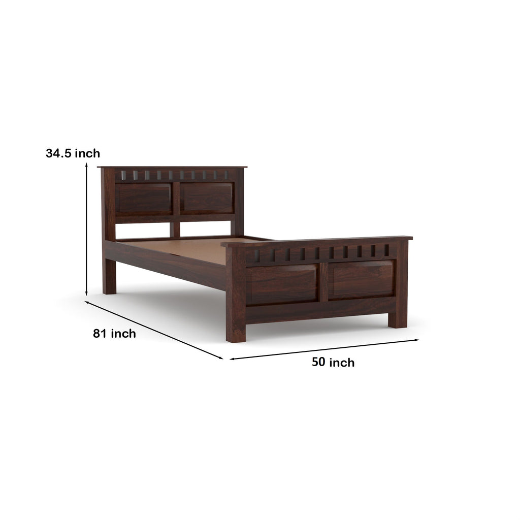 Premium Solid Sheesham Wood Single Bed without storage- 3 Years Warranty