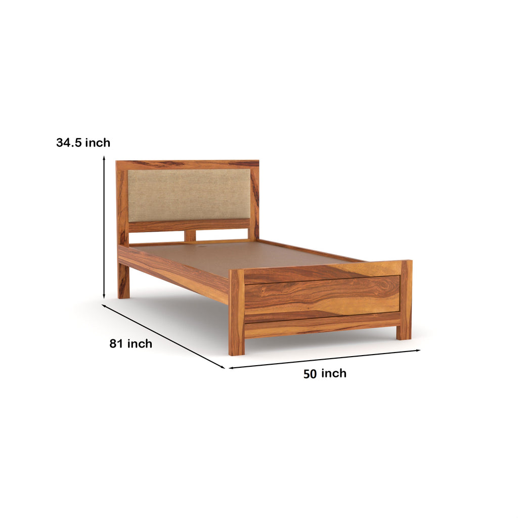 Modern Single Bed in Solid Sheesham Wood Without storage  - 3 Years Warranty