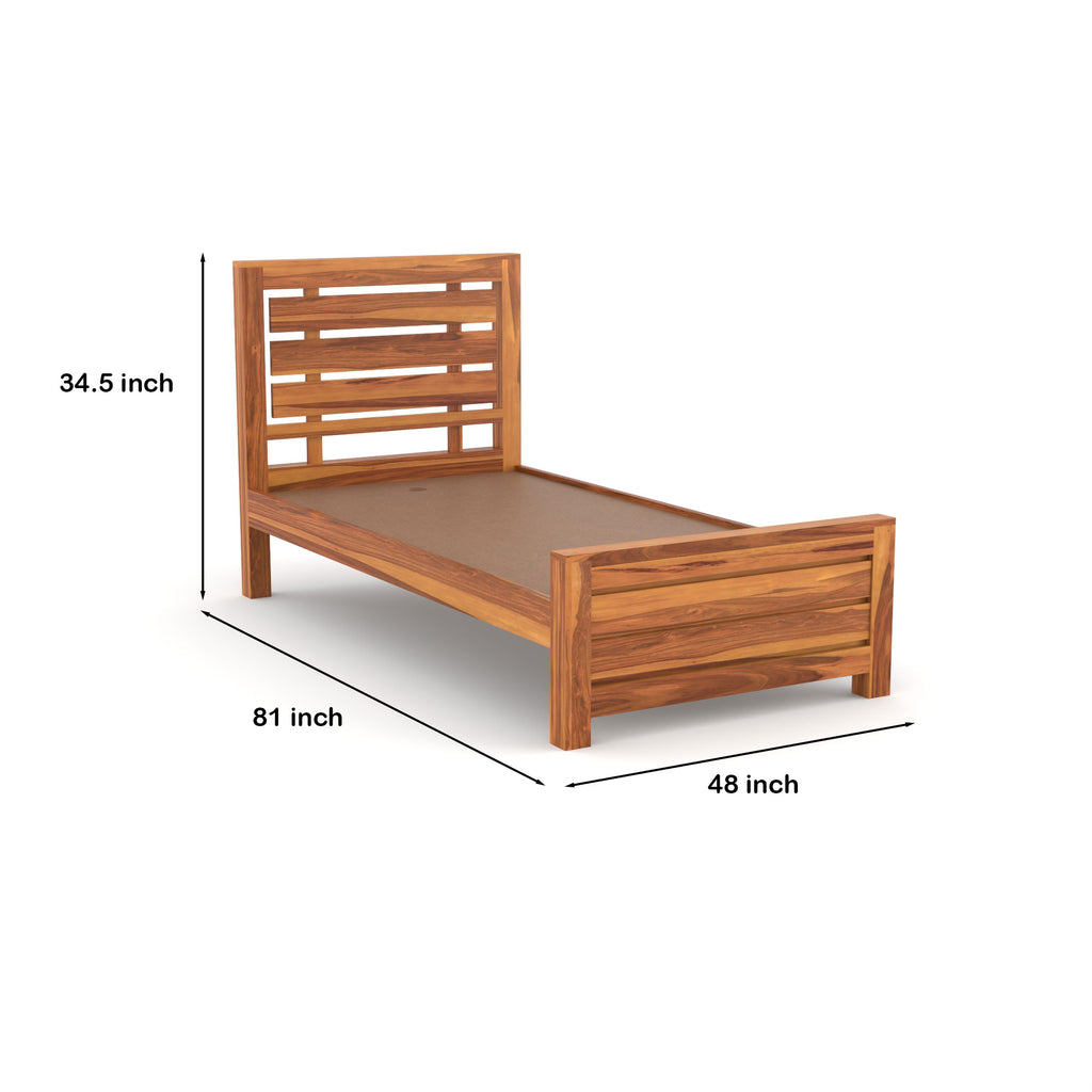 Solid Sheesham Wood Single Bed without storage