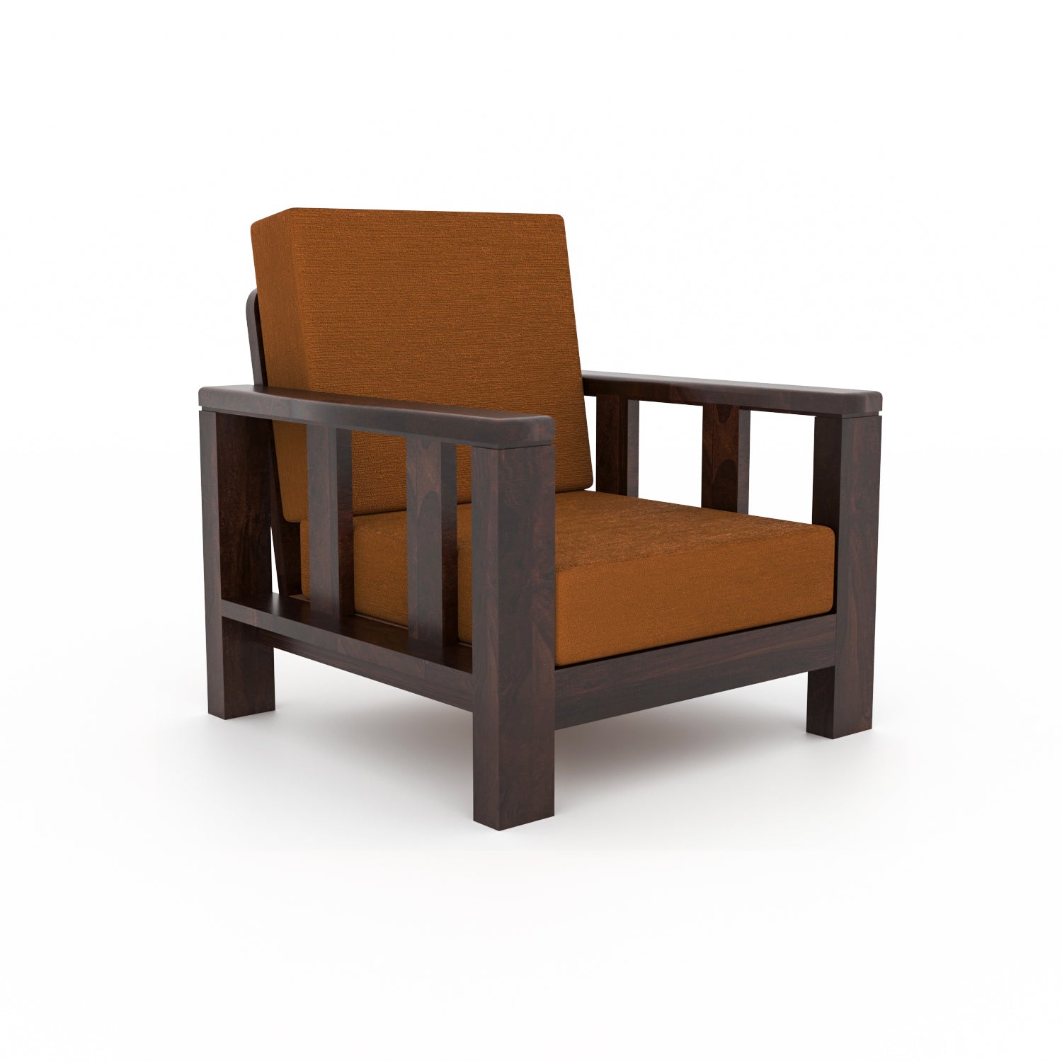 Premium Solid Sheesham Wood 6 Seater Wooden Sofa Set (3+2+1) | Walnut Finish