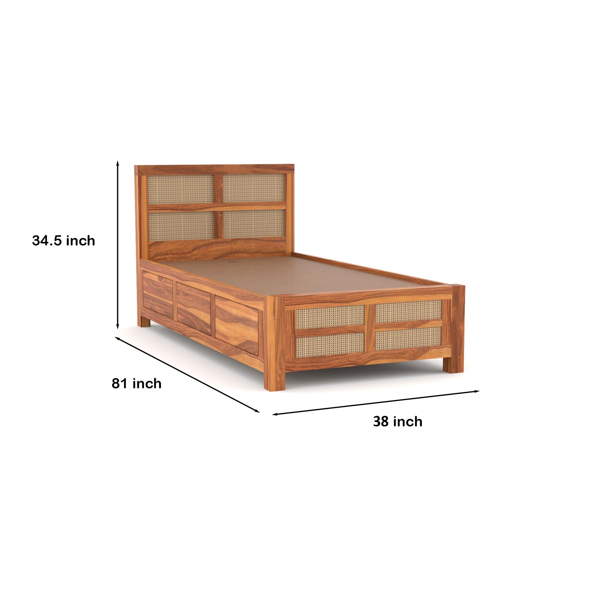 Taskify Solid Sheesham Wood single Bed | 3 Year Warranty