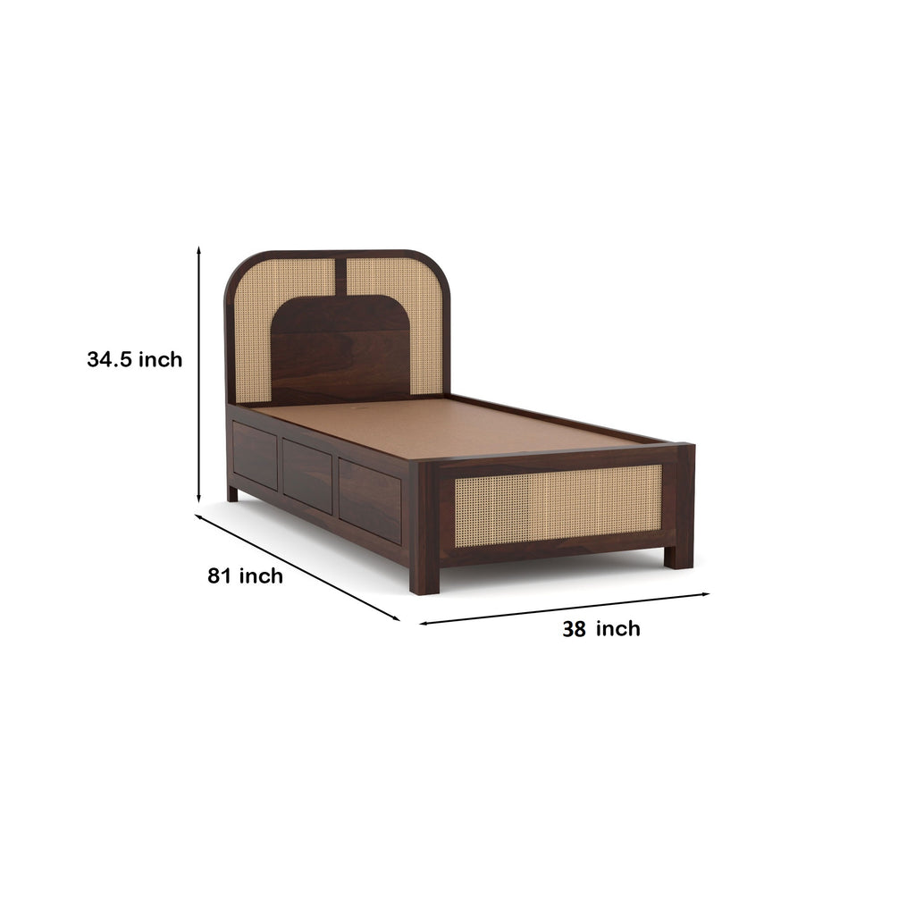 Taskir Solid Sheesham Wood Single Bed | 3 Year Warranty