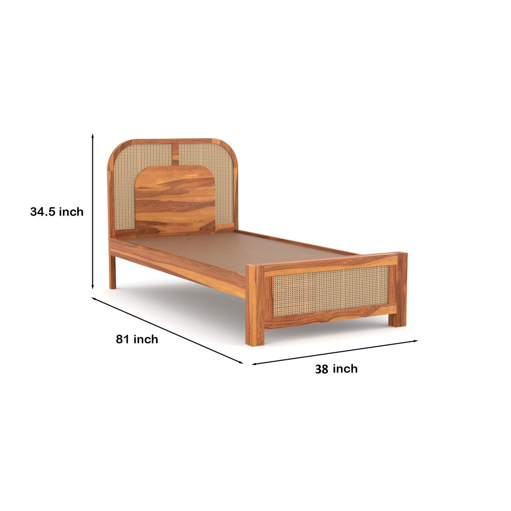 Furnexa Solid Sheesham Wood Single Bed | 3 Year Warranty