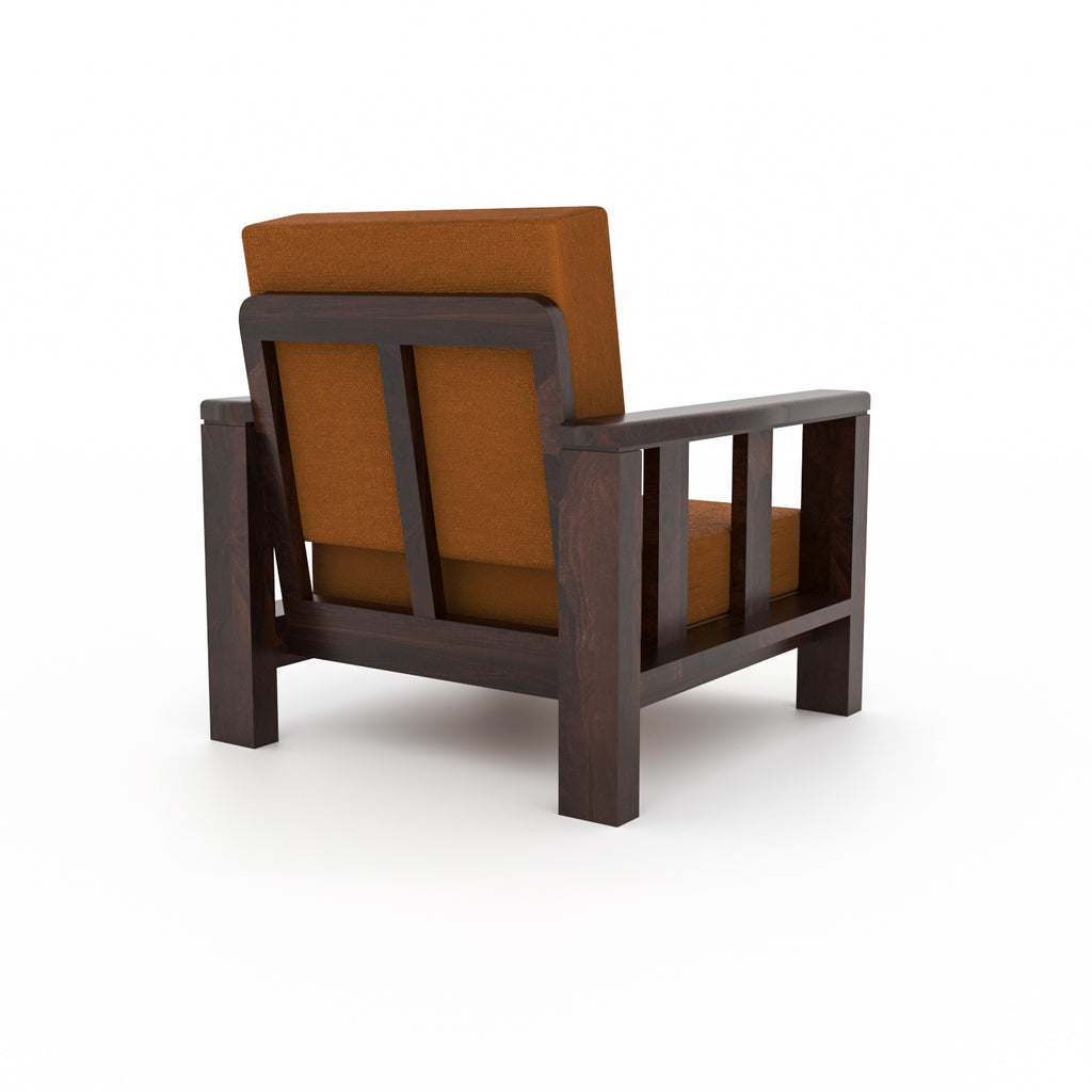 Solid Sheesham Wood 5 Seater Wooden Sofa Set | Walnut Finish