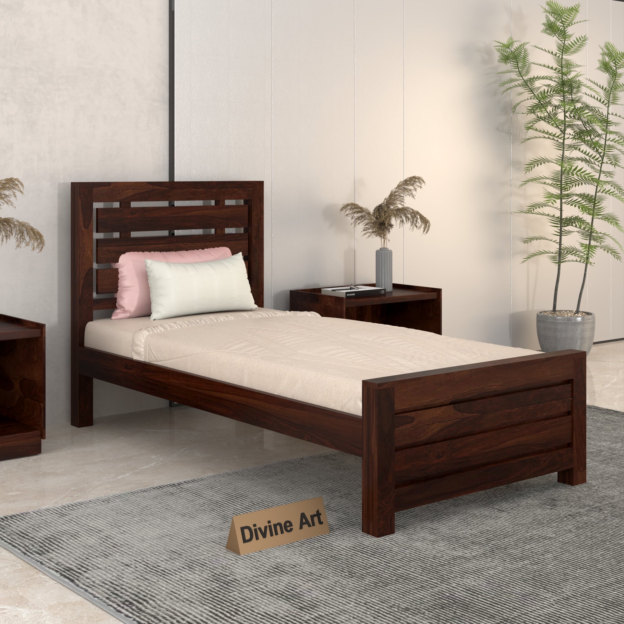 Solid Sheesham Wood Single Bed