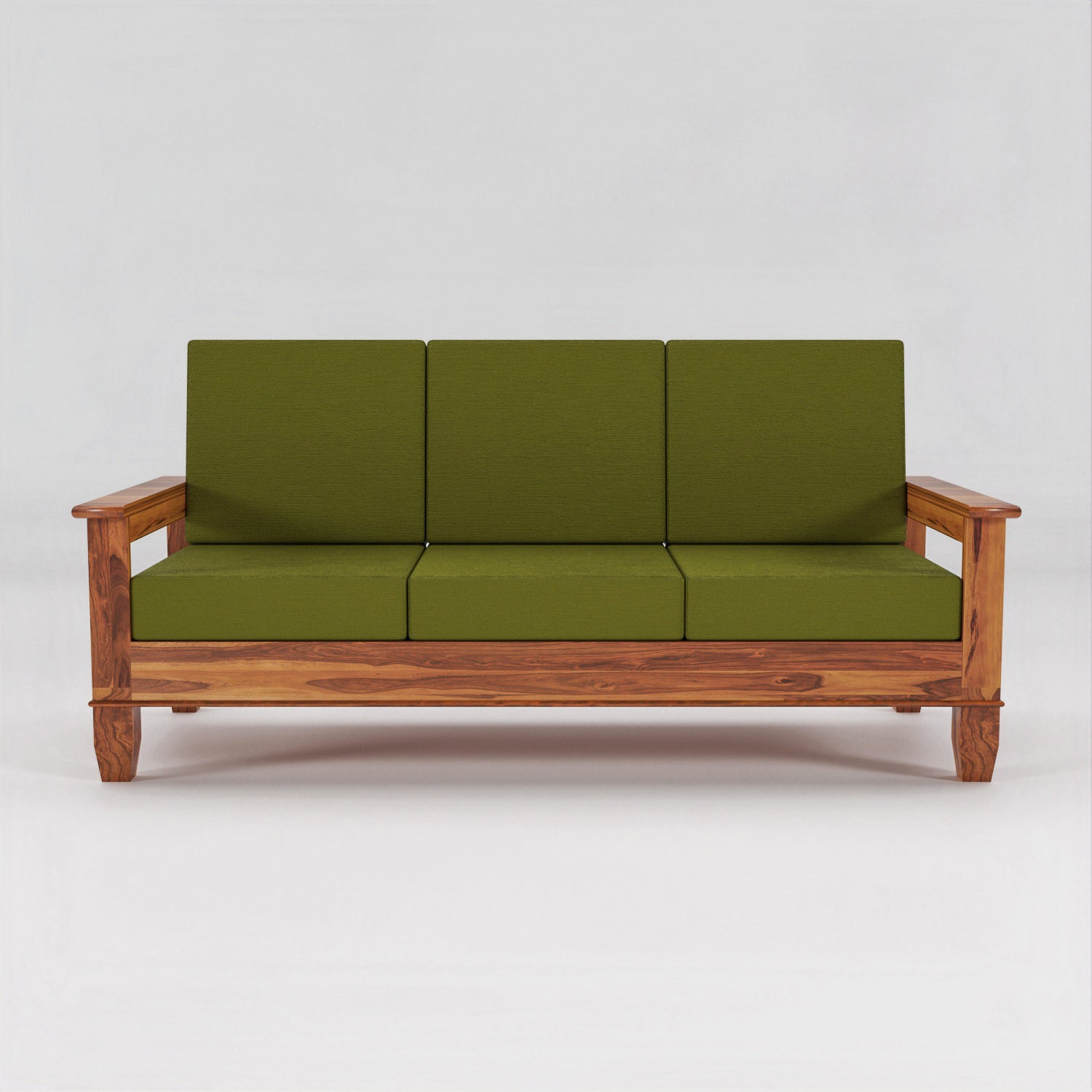 Solid Sheesham Wood 3 Seater Sofa  For Livingroom– NaturalFinish