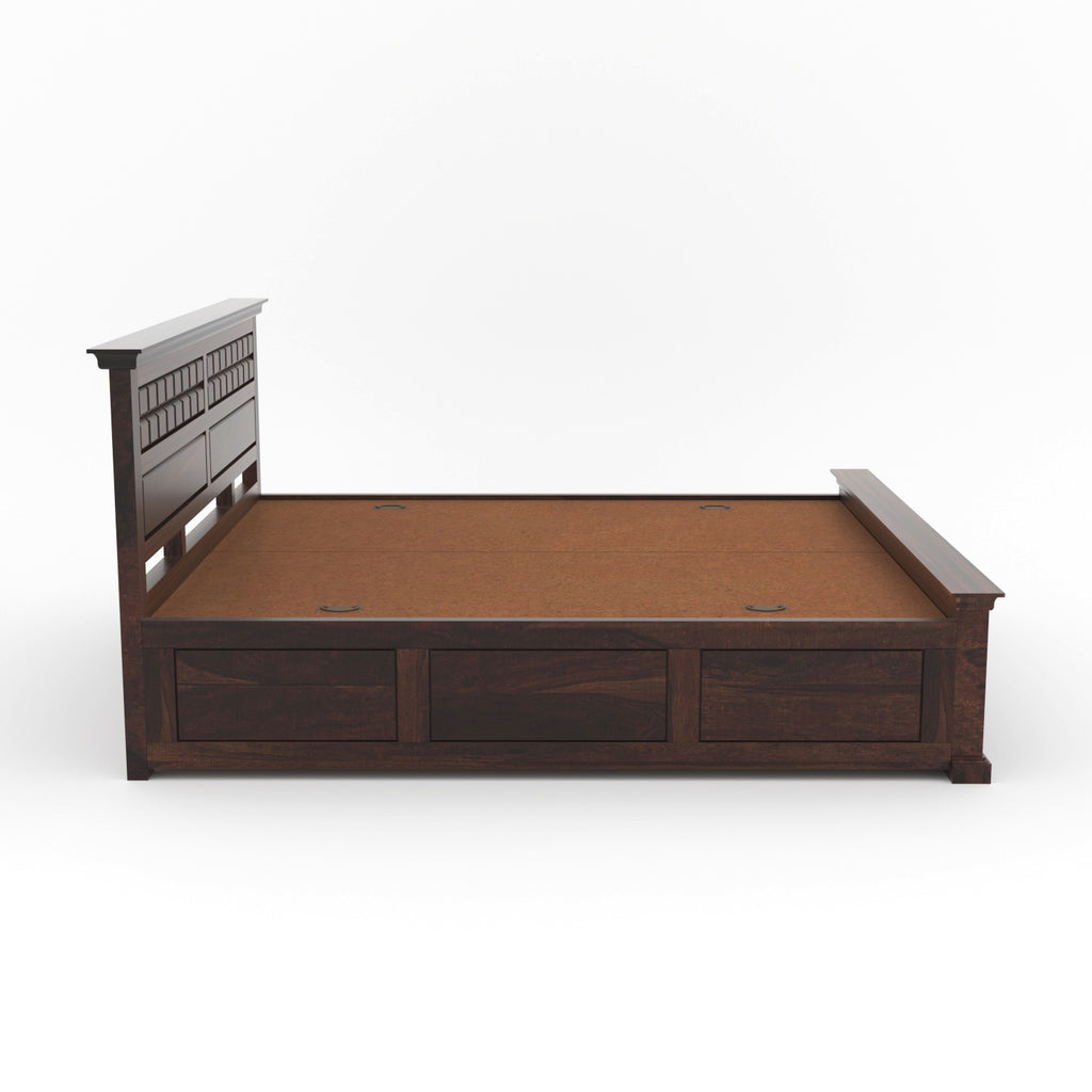Arvion Solid Sheesham Wood Queen Bed with Storage
