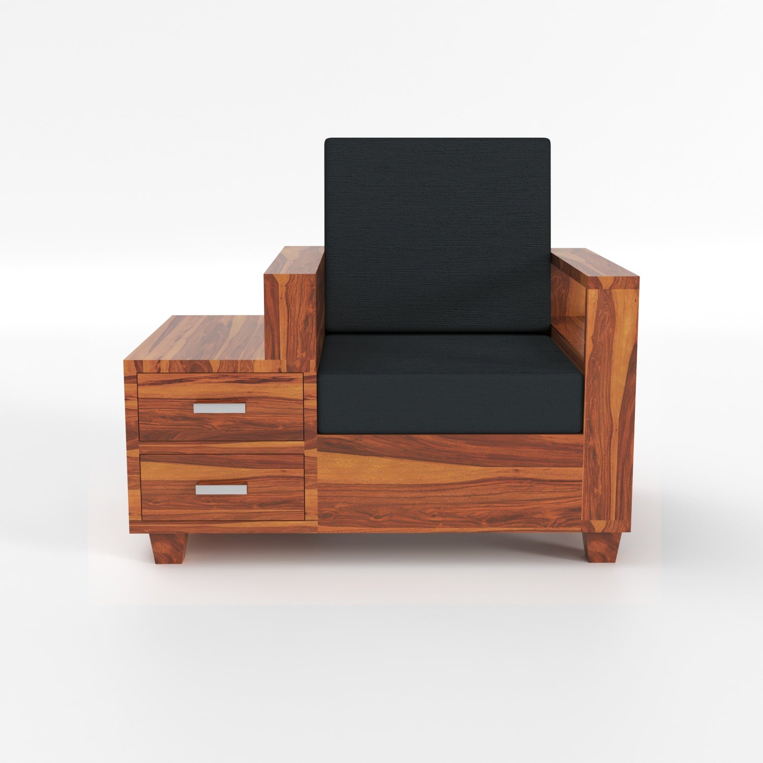 Auralis Solid Sheesham Wood 3+1+1 Sofa Set with Side Drawers | 3 Years Warranty