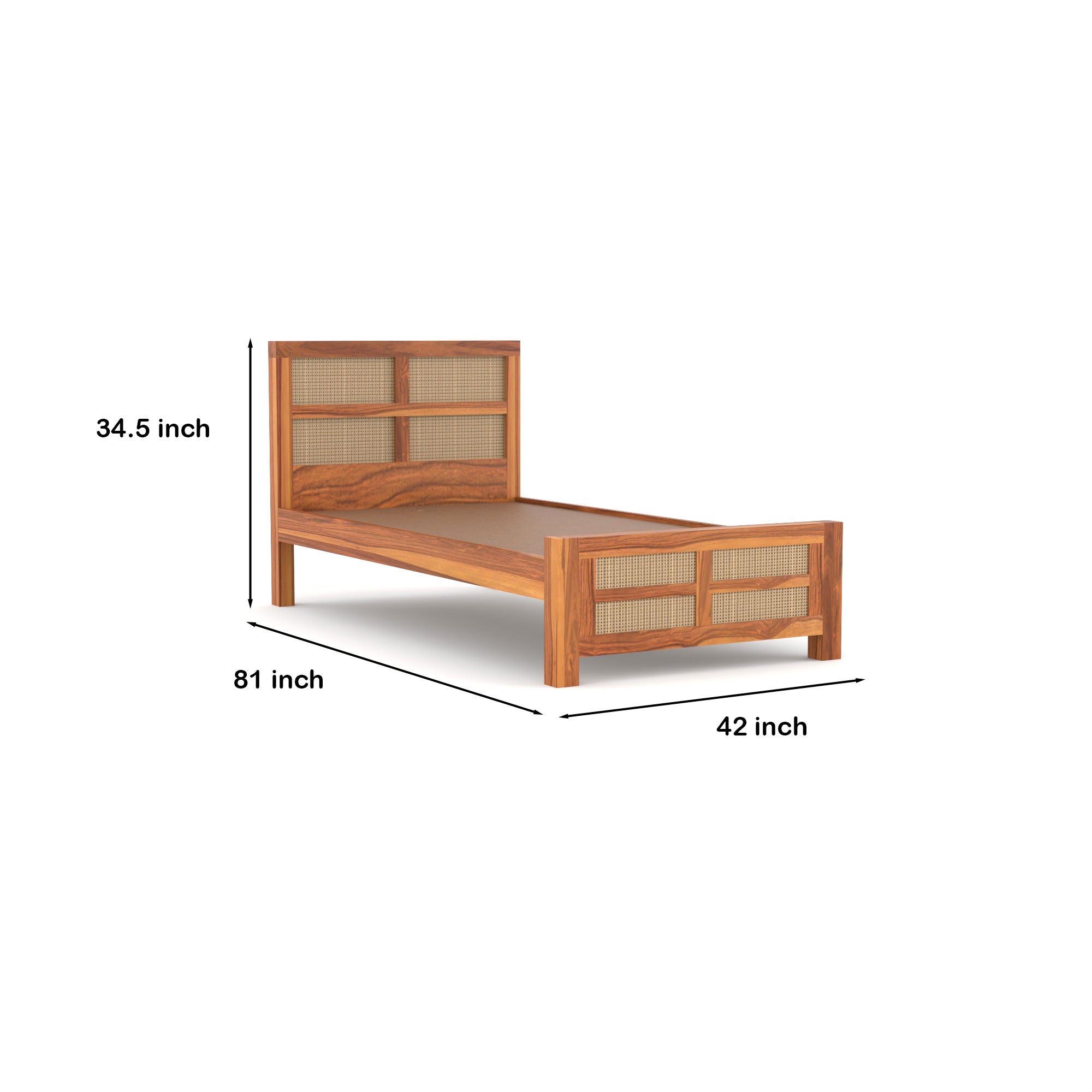 Solid Sheesham Wood Single Bed without storage