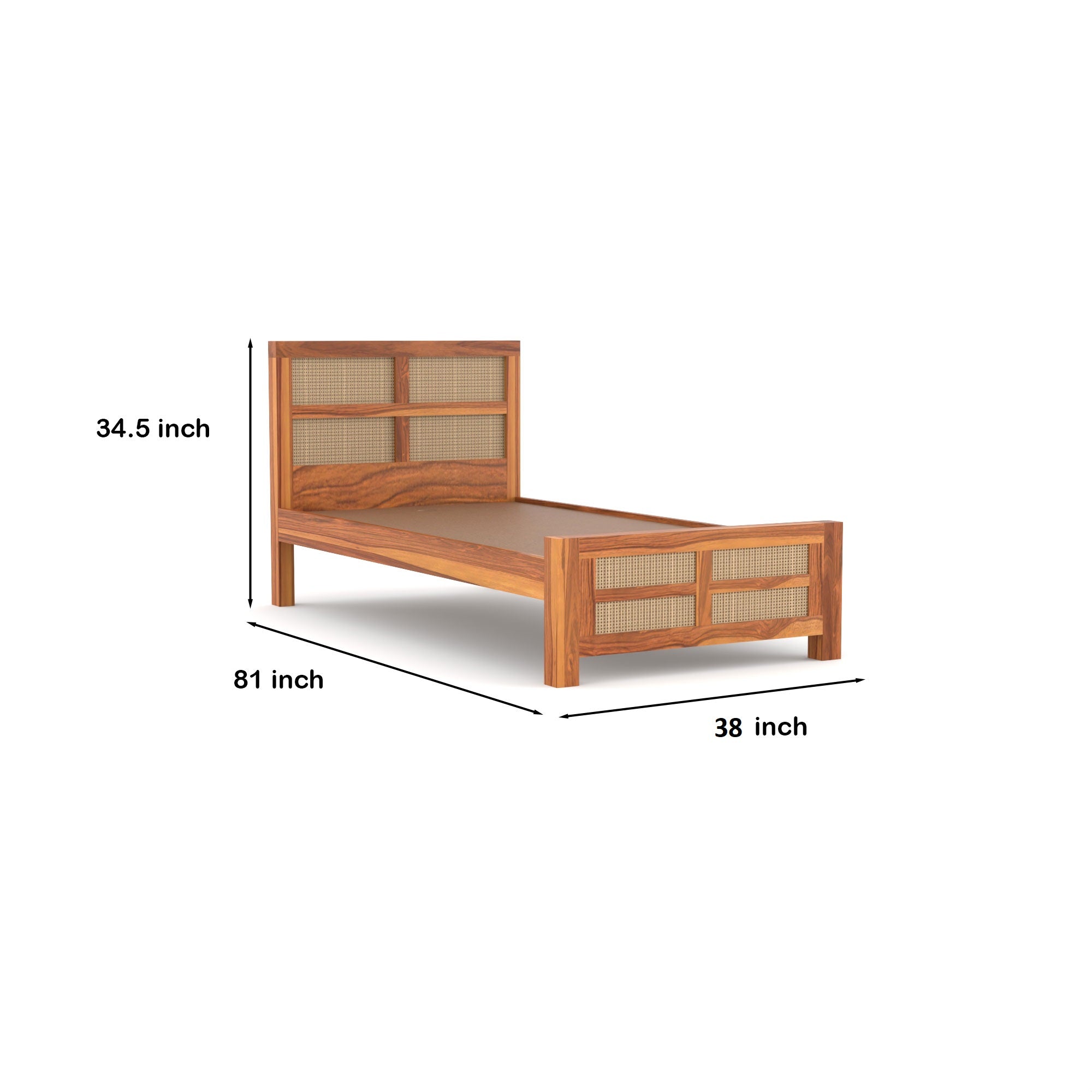 Furnexa Solid Sheesham Wood Single Bed | 3 Year Warranty