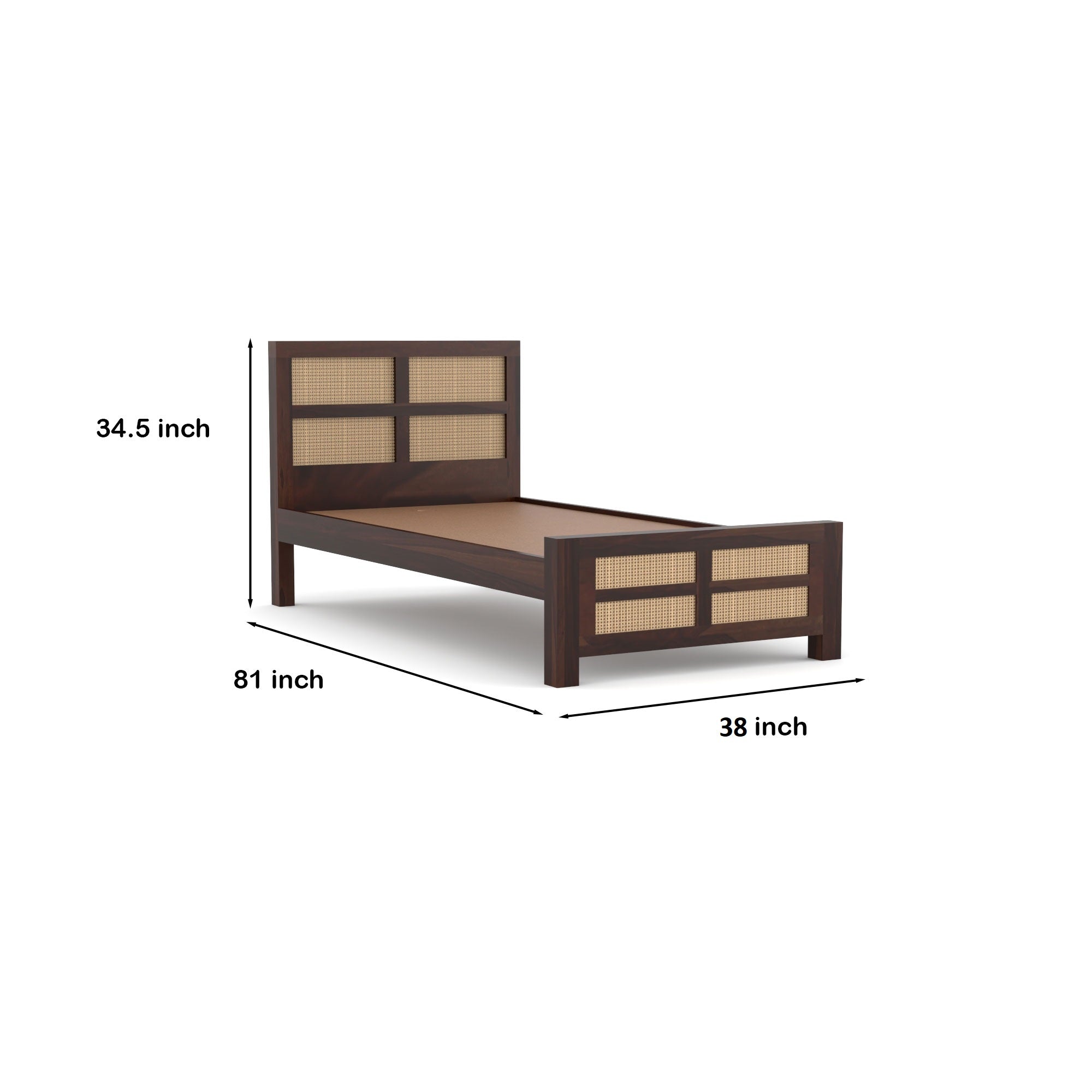 Furnexa Solid Sheesham Wood Single Bed | 3 Year Warranty