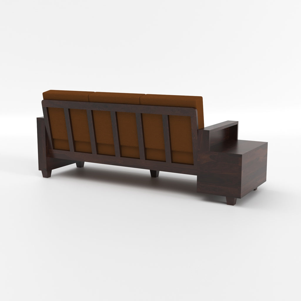 Solid Sheesham Wood 7 Seater Wooden Sofa Set with Side Drawer