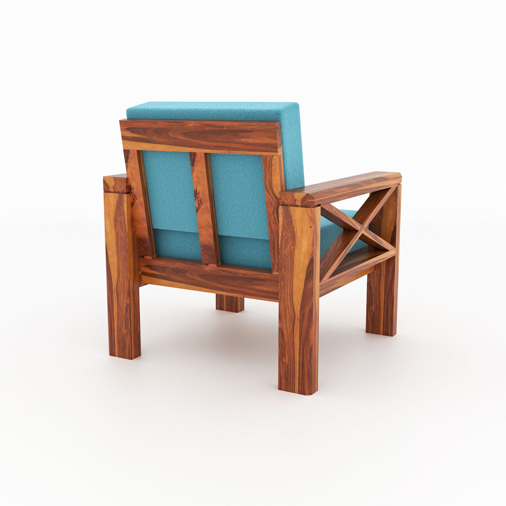 Drivora Sheesham Wood 1 Seater Sofa | Walnut Finish