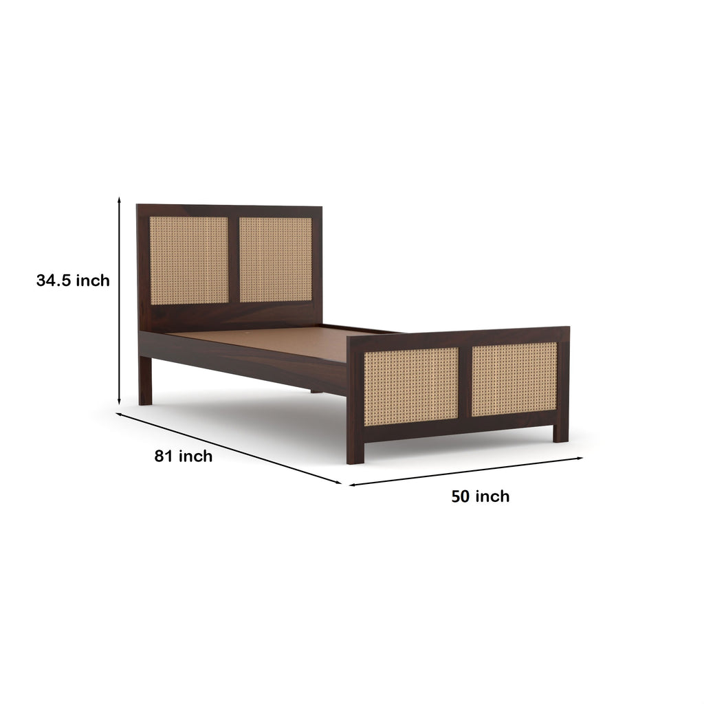 Solid Sheesham Wood Single Bed without storage - 3 Years Warranty