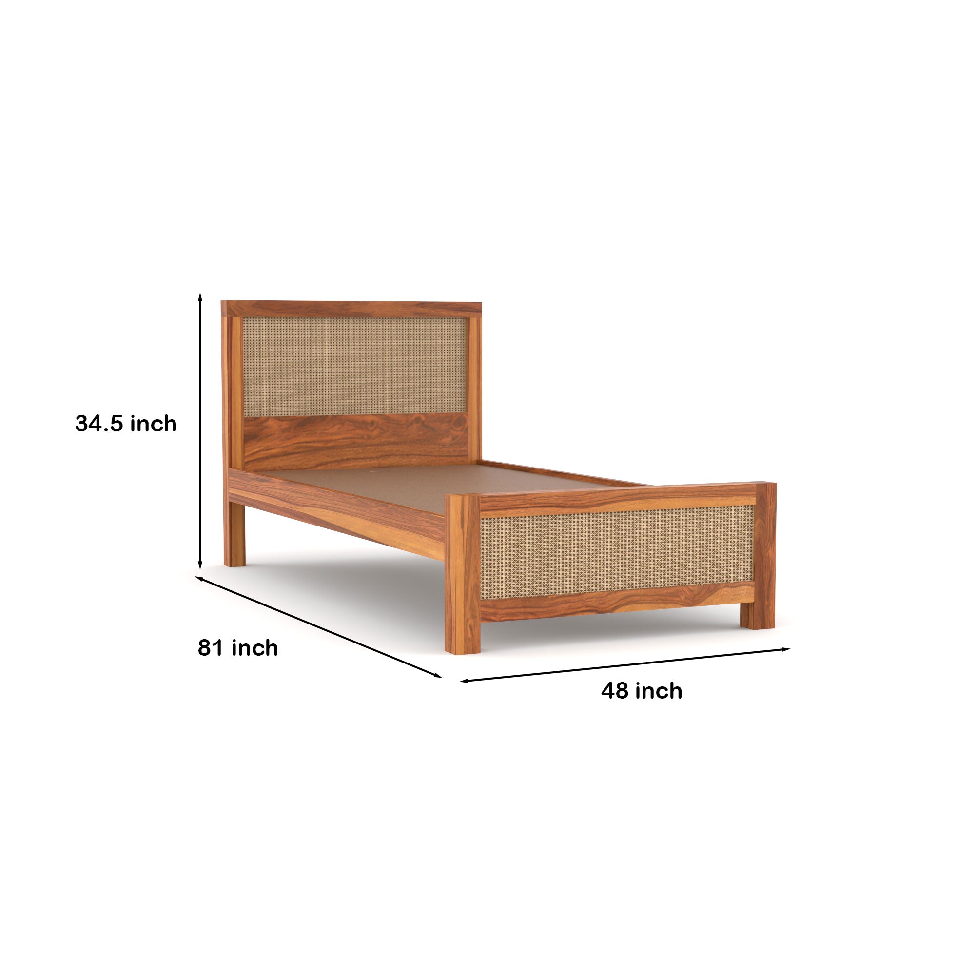 Solid Sheesham Wood Single Bed without storage