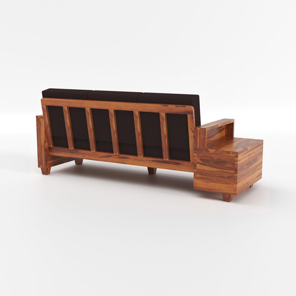 Solid Sheesham Wood 7 Seater Wooden Sofa Set with Side Drawer