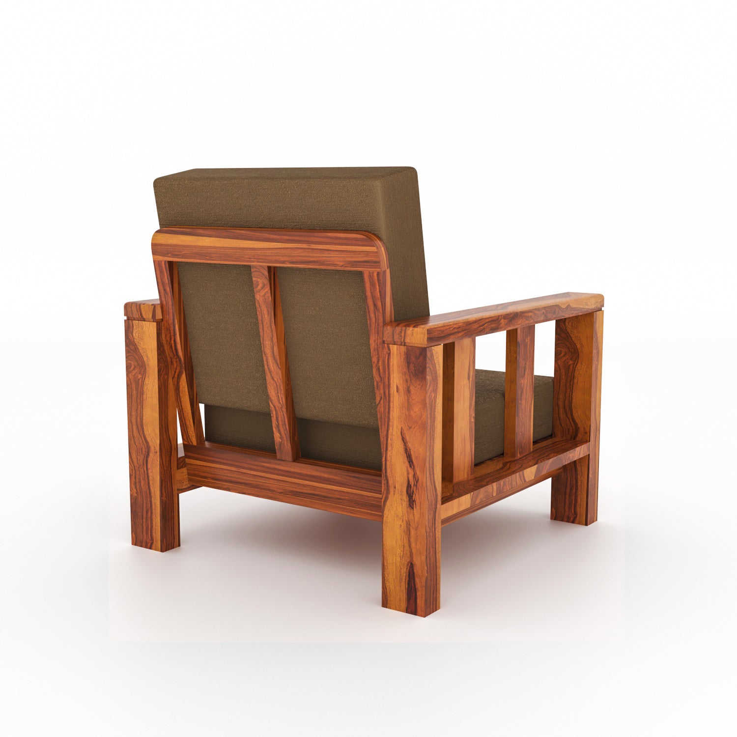 Solid Sheesham Wood Single Seater Sofa Chair – Natural Finish