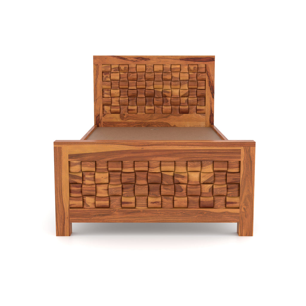 Solid Sheesham Wood Single Bed without storage