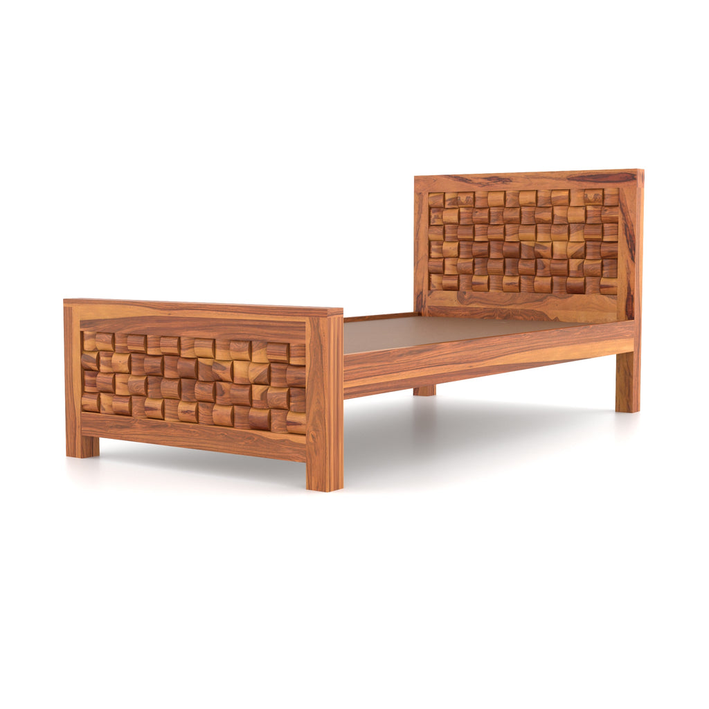 Solid Sheesham Wood Single Bed without storage