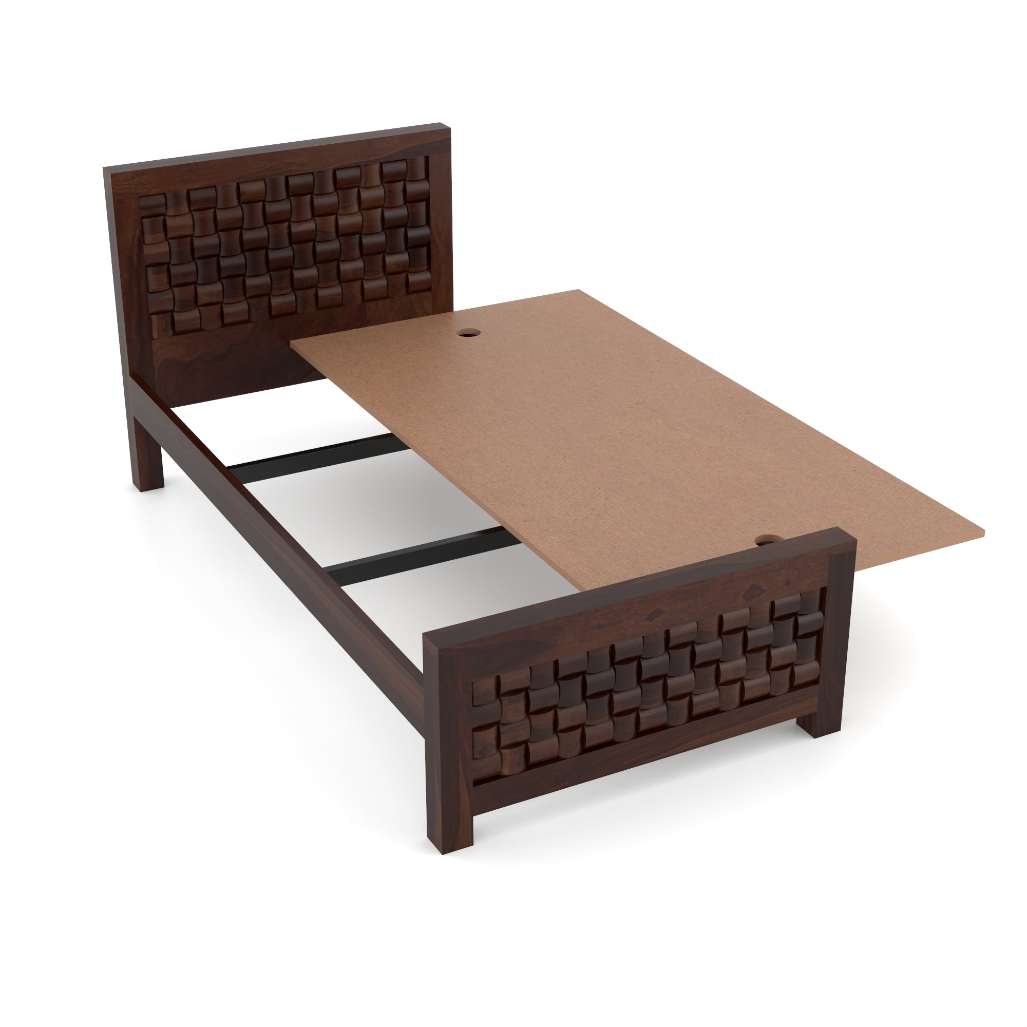 Solid Sheesham Wood Single Bed without storage