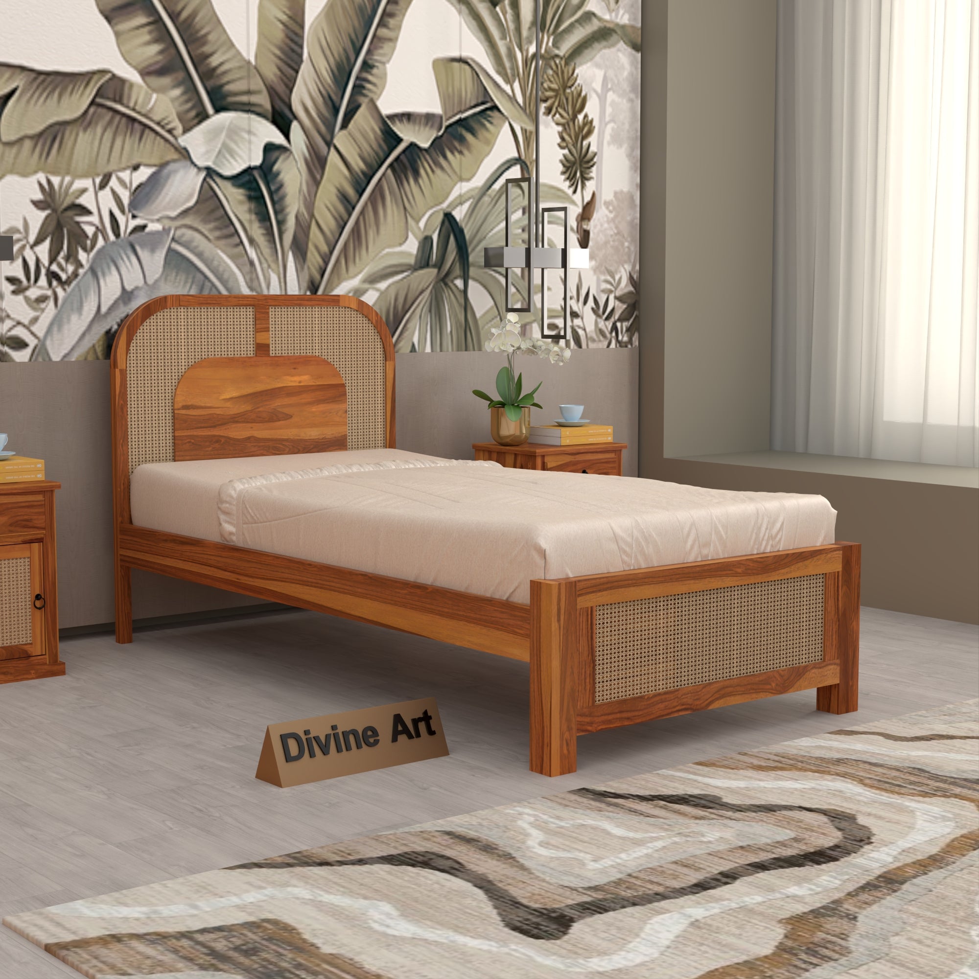 Solid Sheesham Wood Single Bed