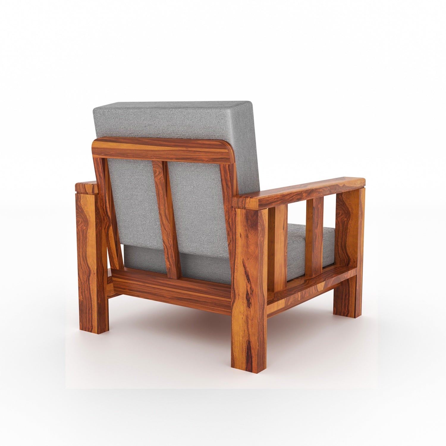 Solid Sheesham Wood Single Seater Sofa Chair – Natural Finish