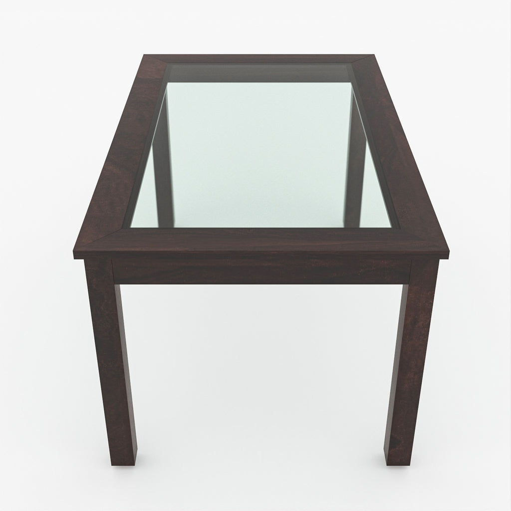 Omnira 6 Seater Round Solid Wood Glass Top Dining Table Set