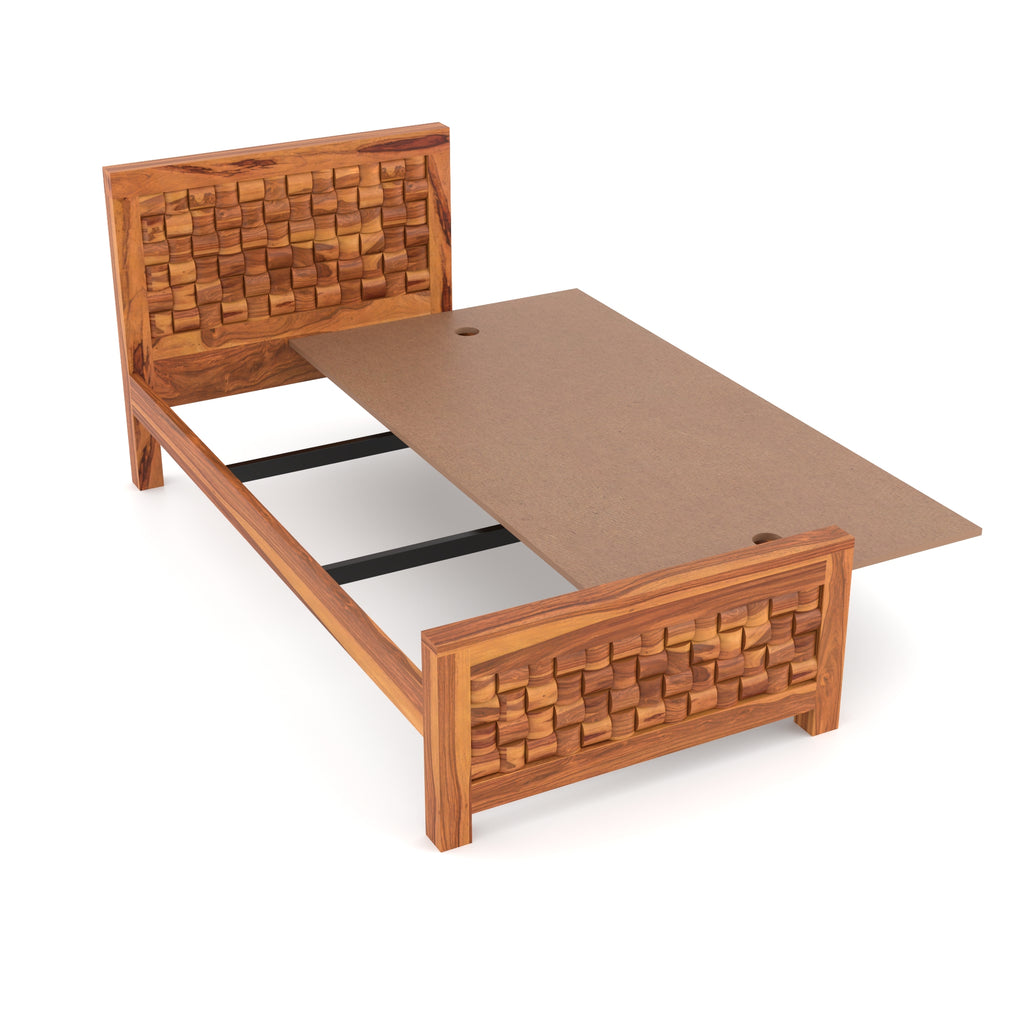Solid Sheesham Wood Single Bed without storage