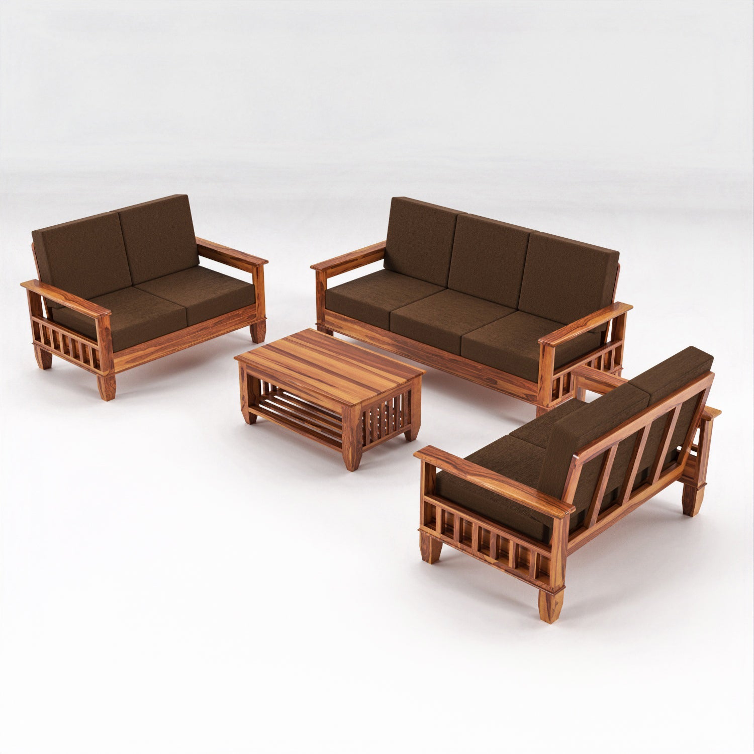 Premium Solid Sheesham Wood 7 Seater Wooden Sofa Set | NaturalFinish