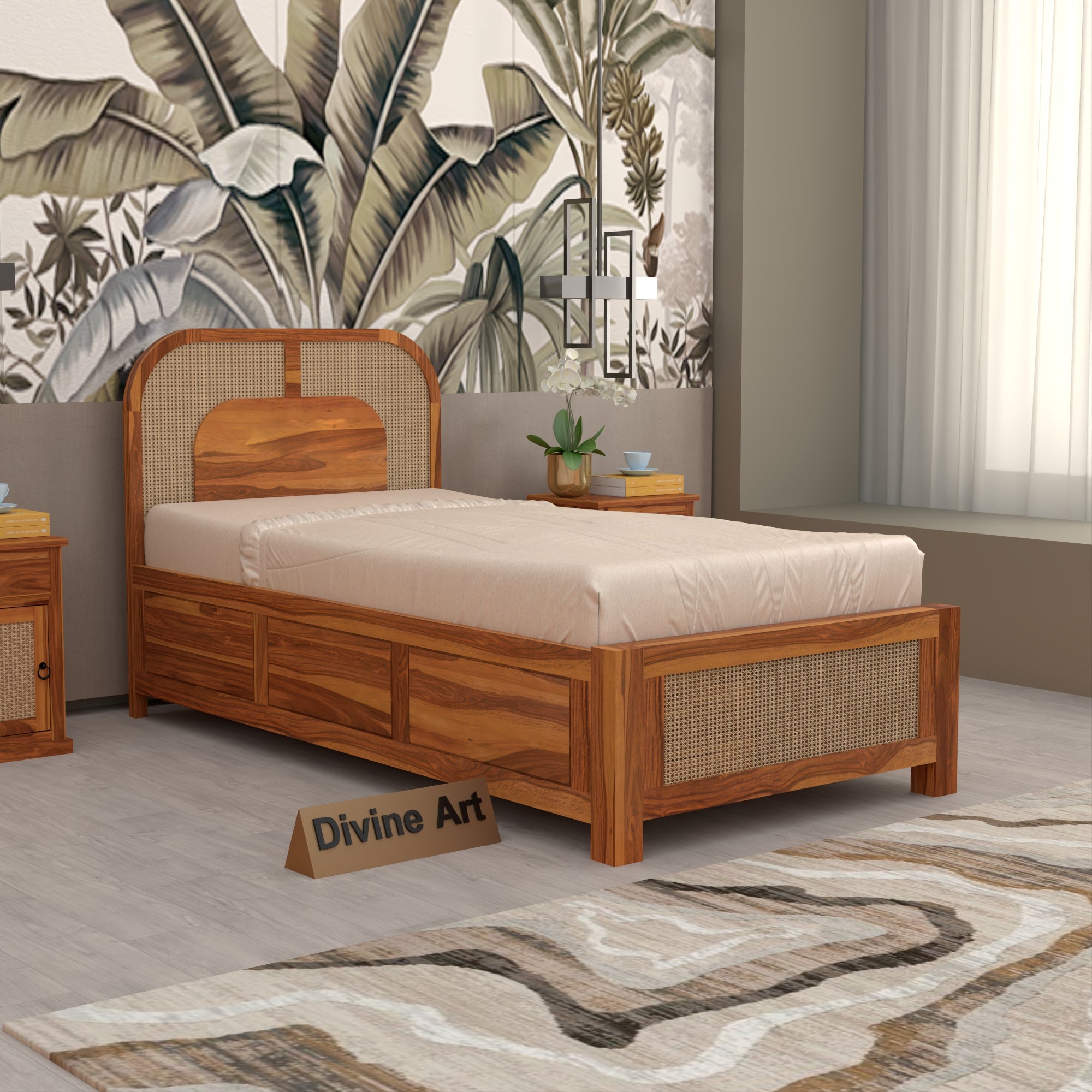 Solid Sheesham Wood Single Bed