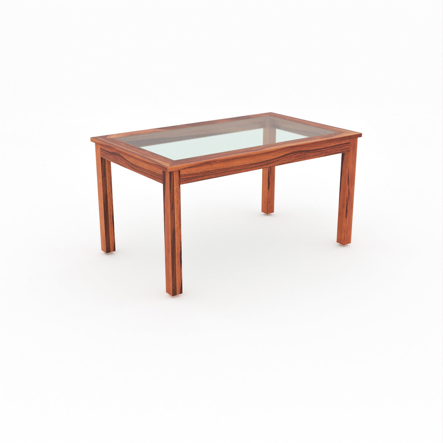 Omnira 6 Seater Round Solid Wood Glass Top Dining Table Set