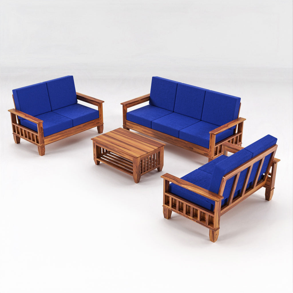 Premium Solid Sheesham Wood 7 Seater Wooden Sofa Set | NaturalFinish