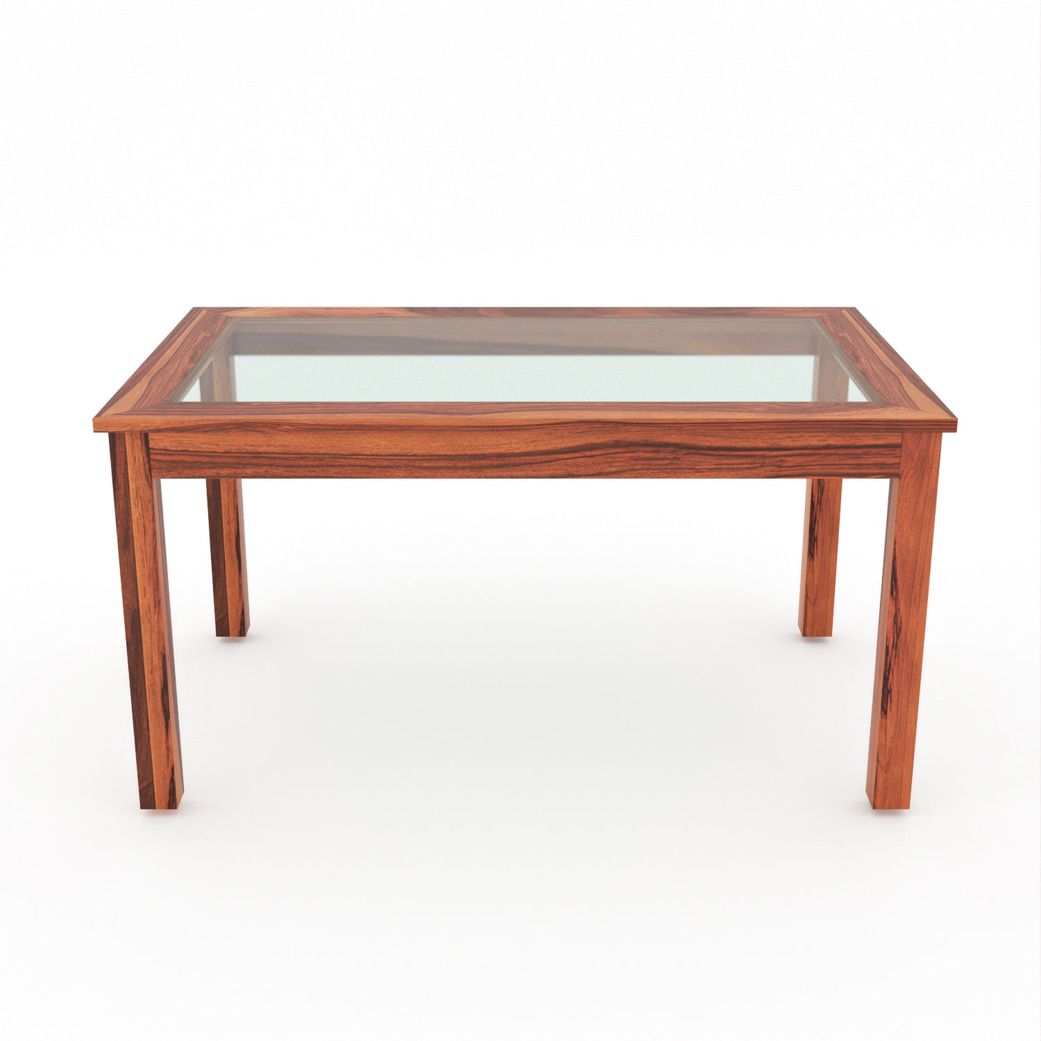 Omnira 6 Seater Round Solid Wood Glass Top Dining Table Set