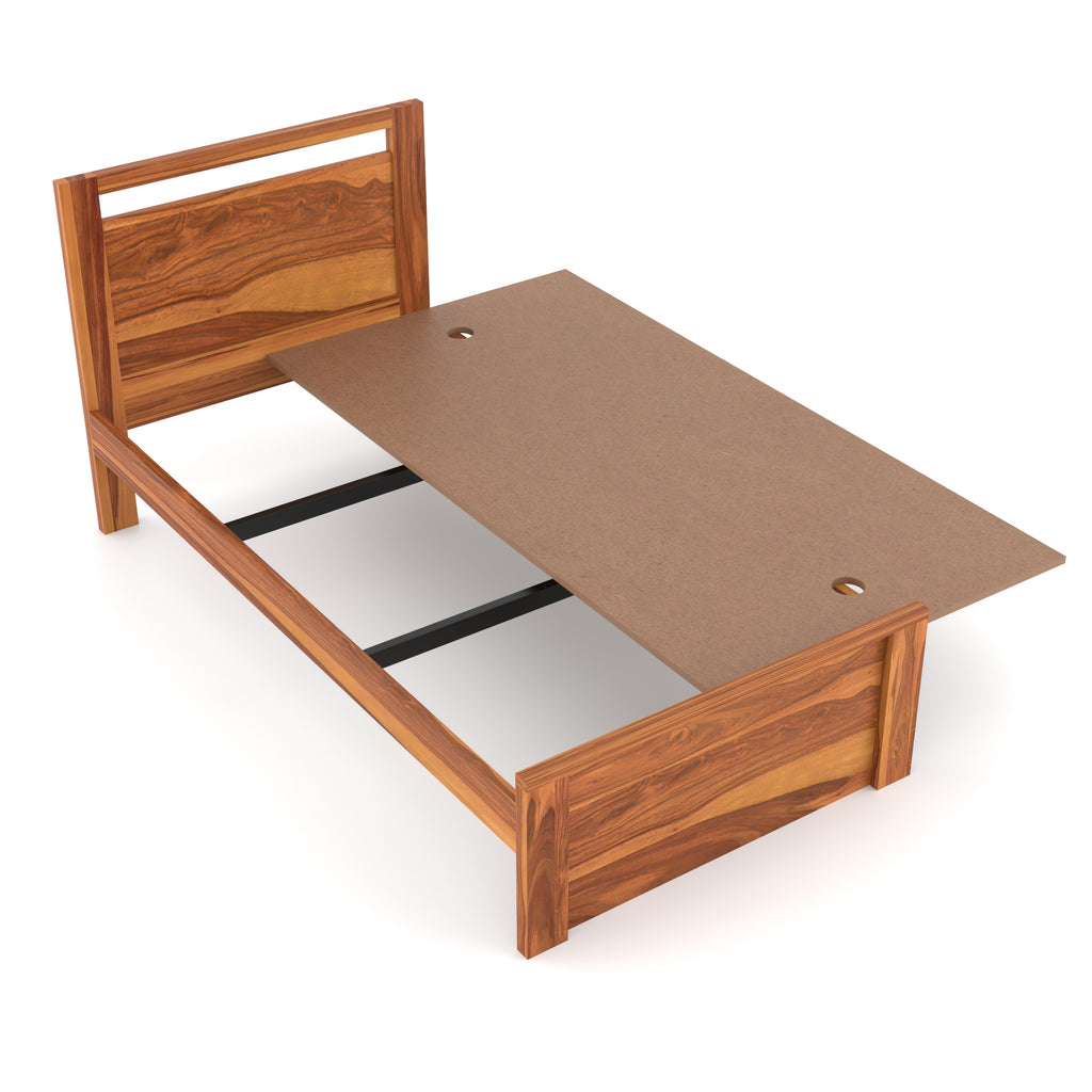 Solid Sheesham Wood Single Bed without storage