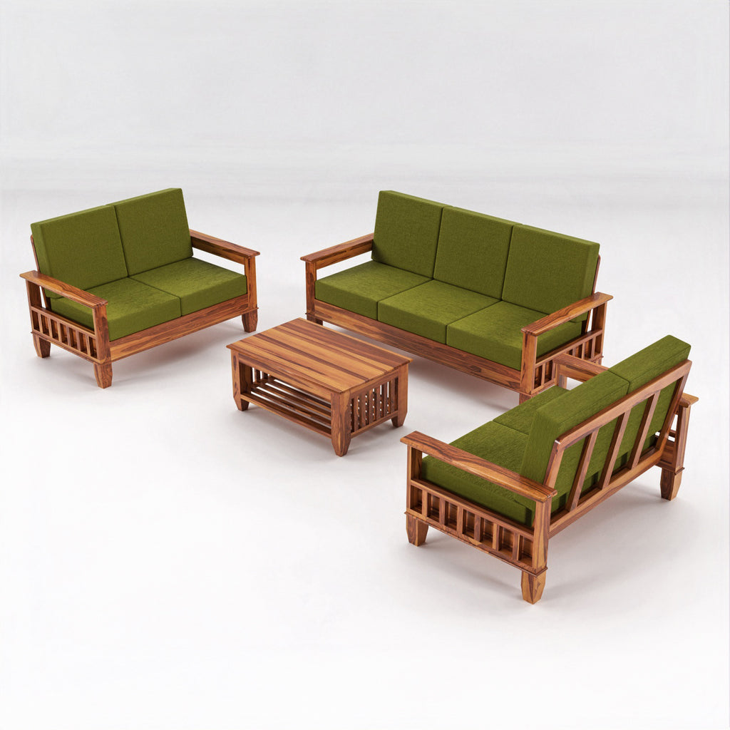 Premium Solid Sheesham Wood 7 Seater Wooden Sofa Set | NaturalFinish
