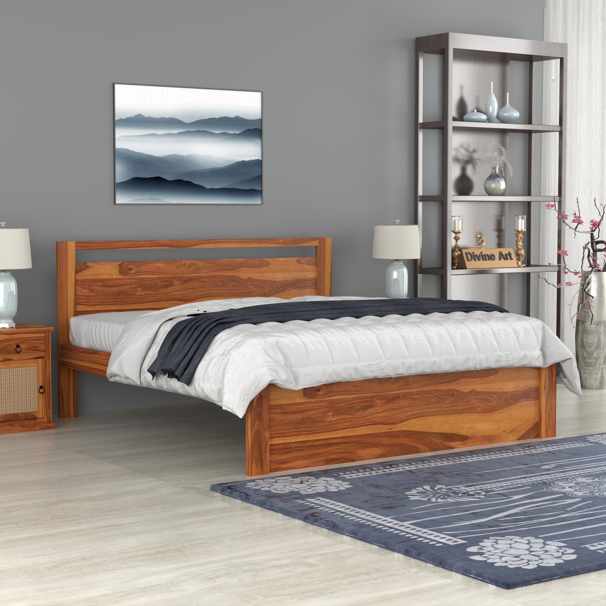 Solid Sheesham Wood king size Bed without storage