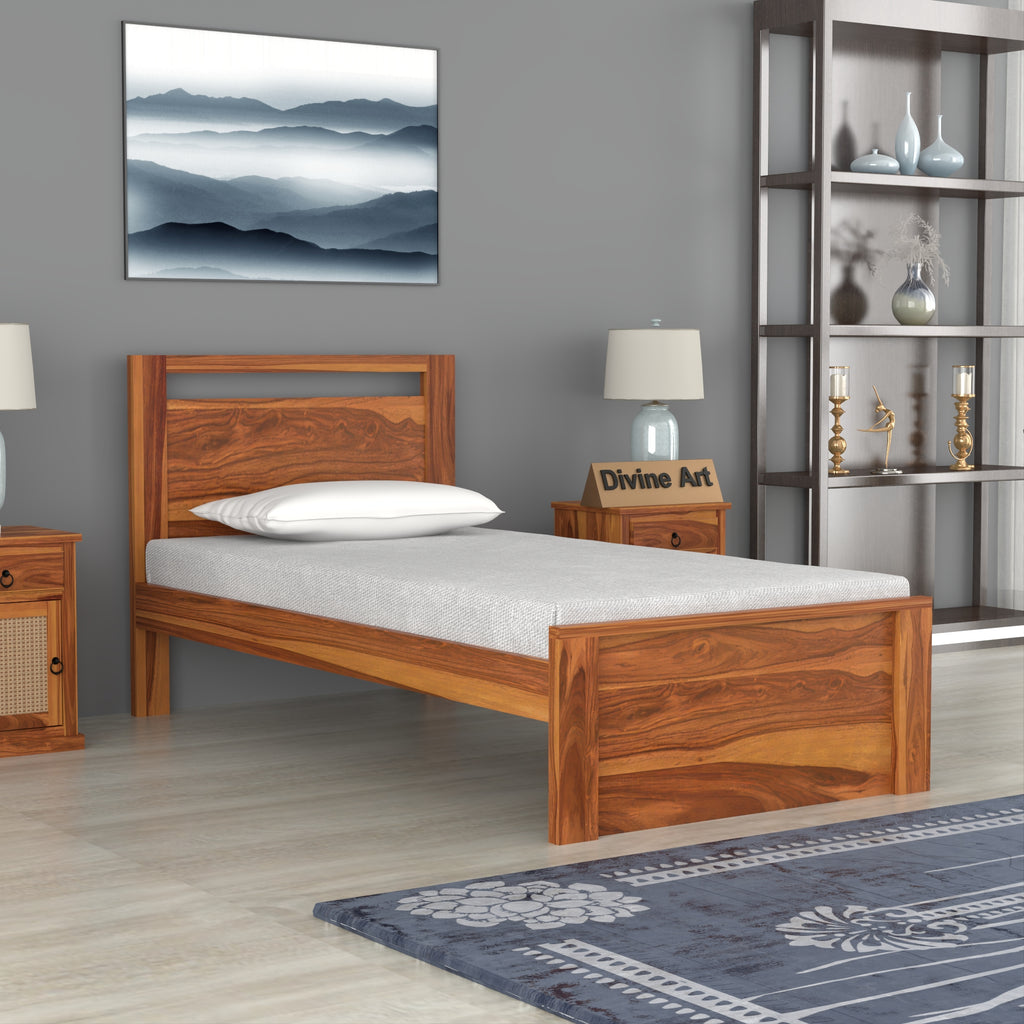 Solid Sheesham Wood Single Bed without storage