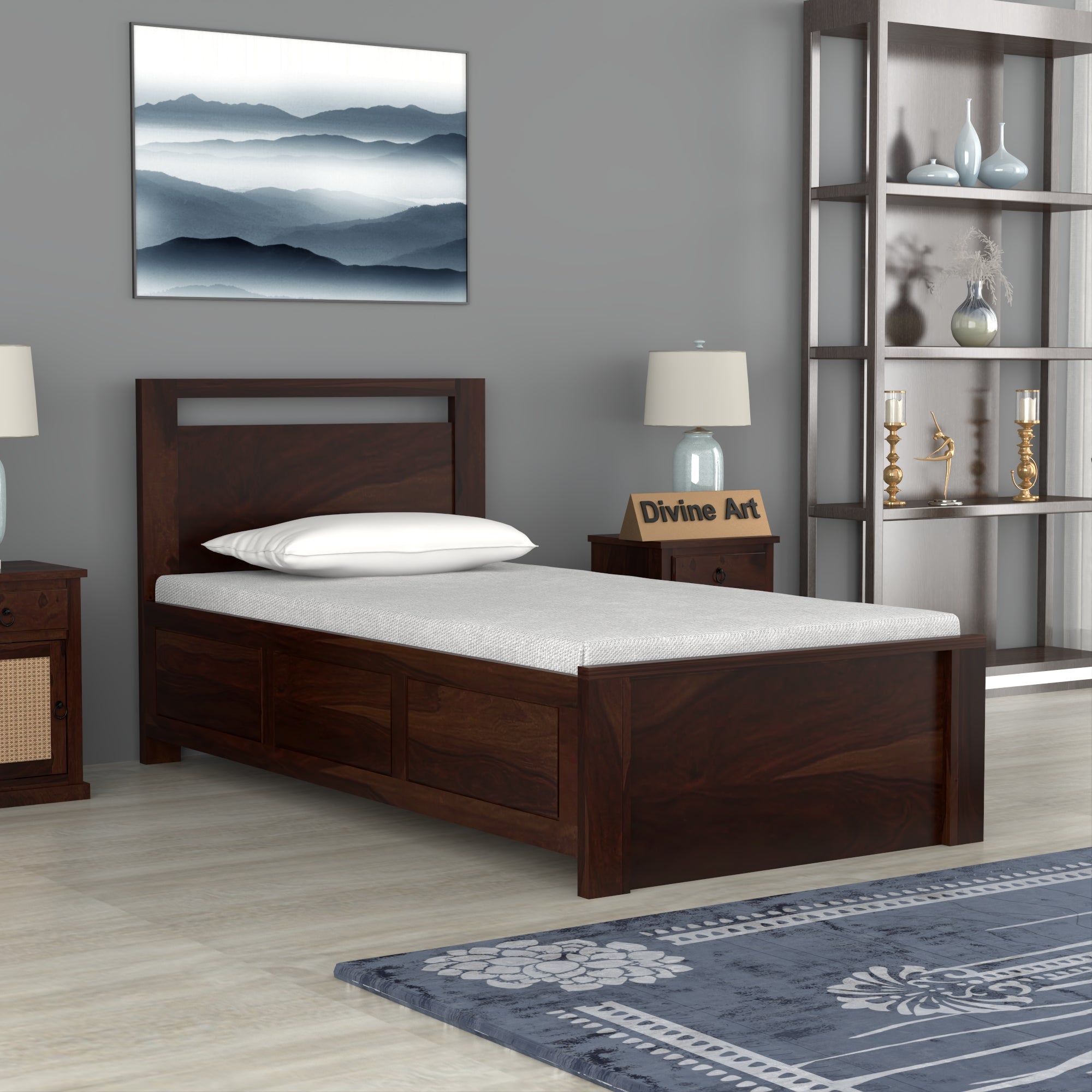 Solid Sheesham Wood Single Bed