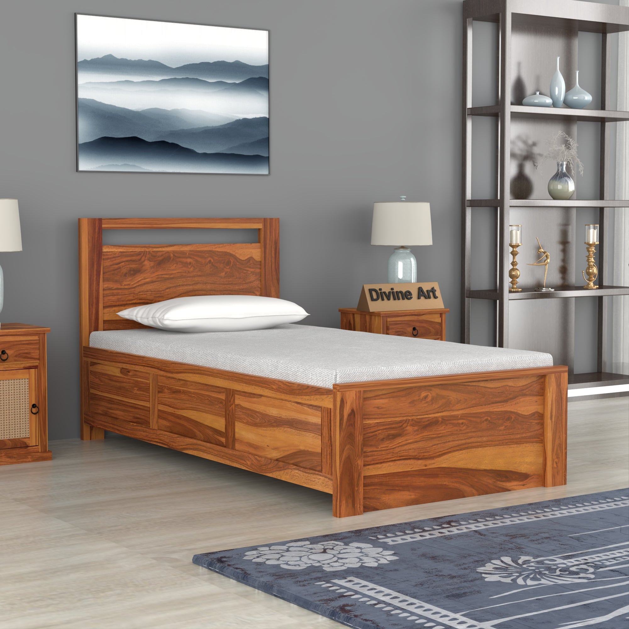 Solid Sheesham Wood Single Bed