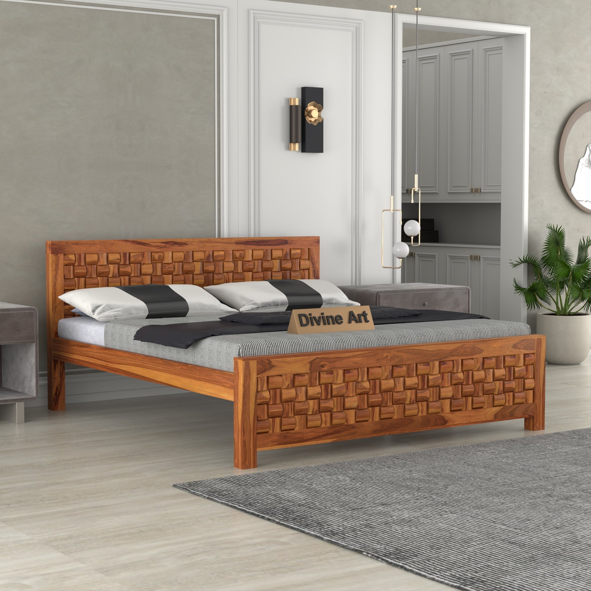 Solid Sheesham Wood queen size Bed without storage