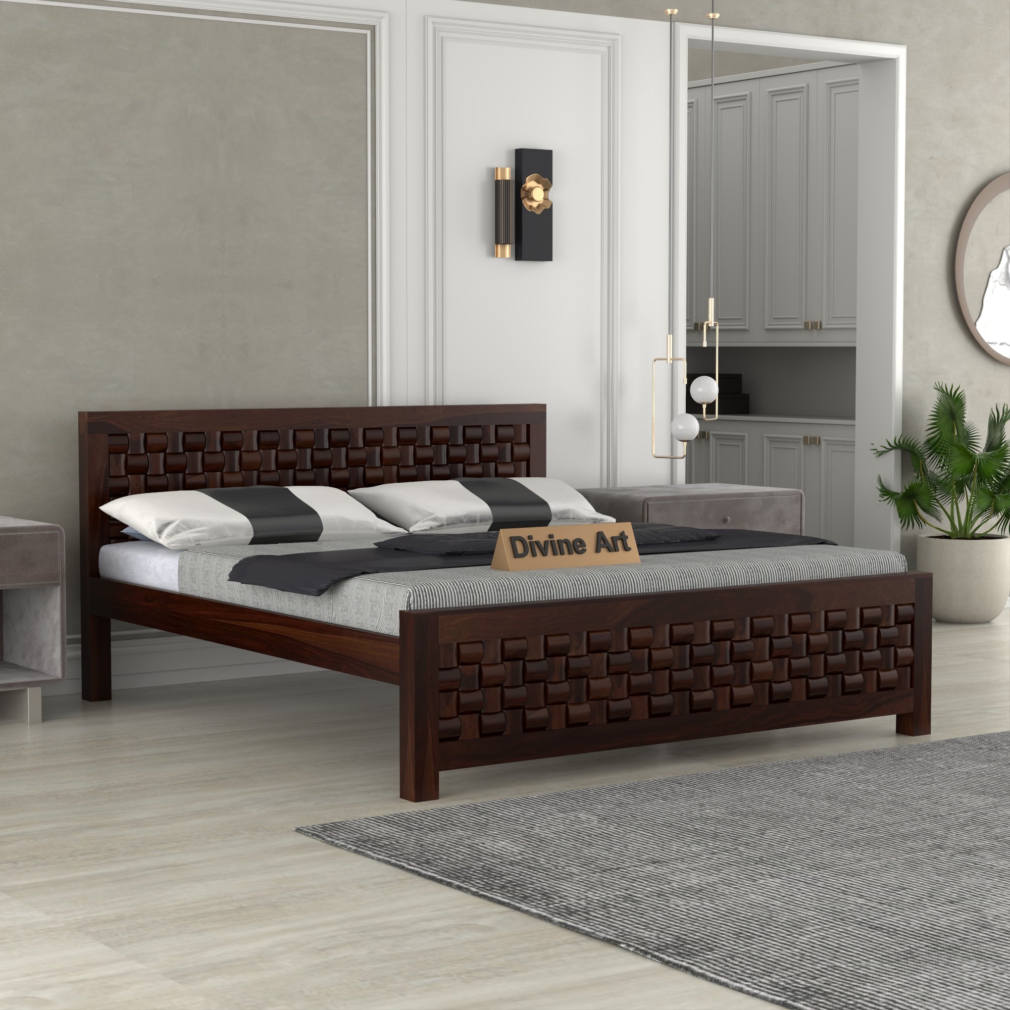 Solid Sheesham Wood queen size Bed without storage