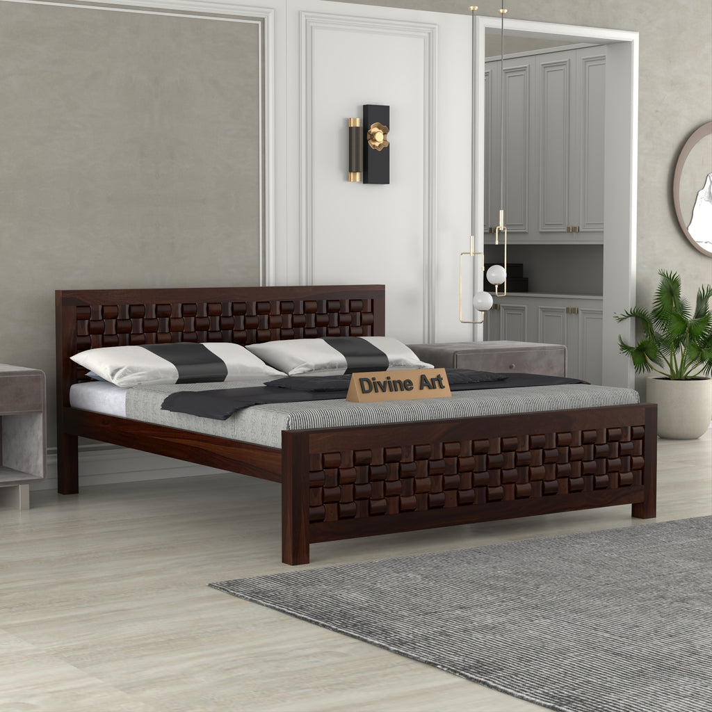 Solid Sheesham Wood kig size Bed without storage