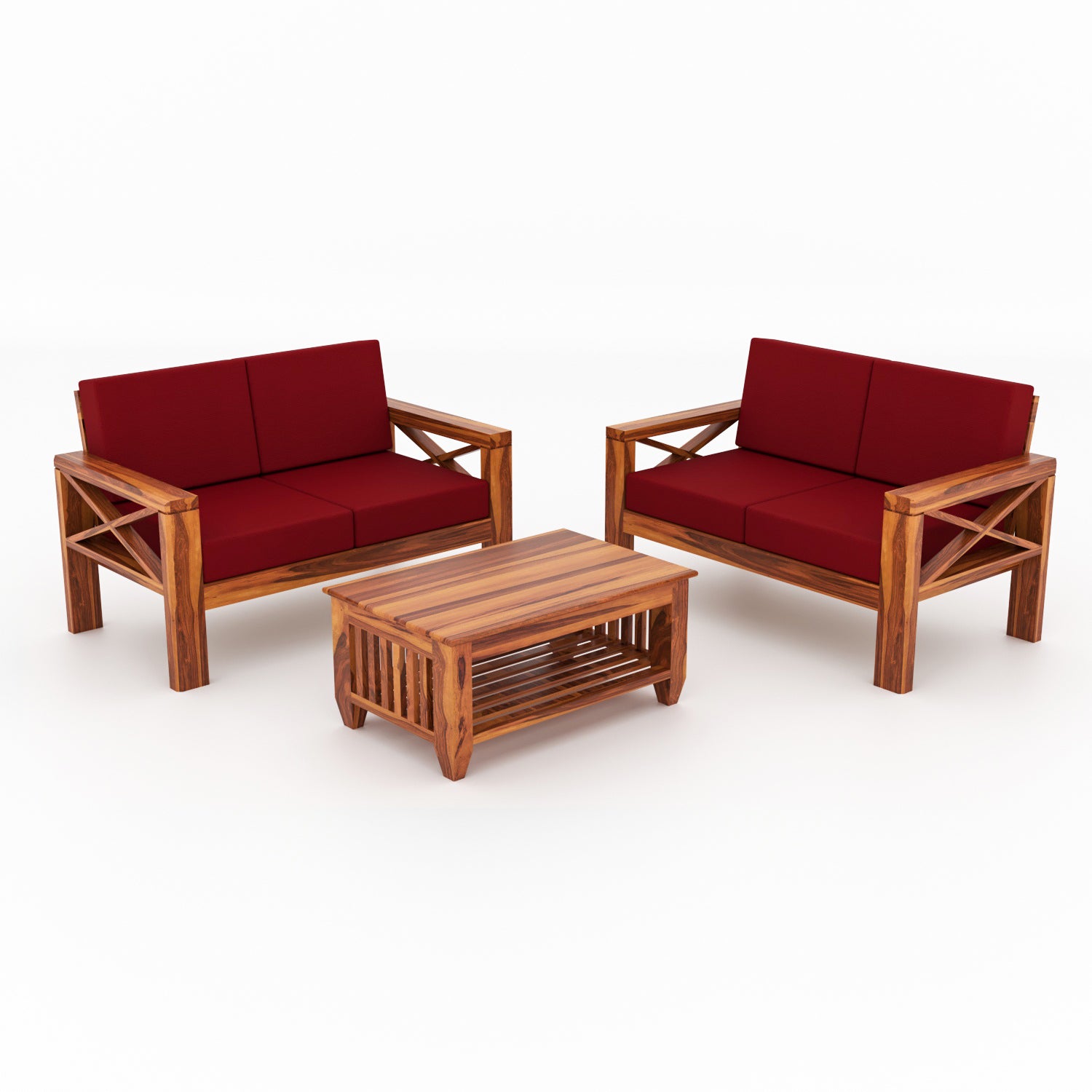 Lumora Sheesham Wood 4 Seater Sofa Set | Natural Finish