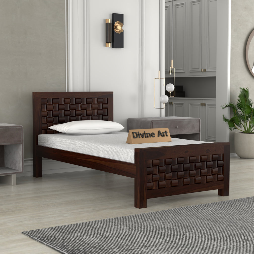 Solid Sheesham Wood Single Bed without storage