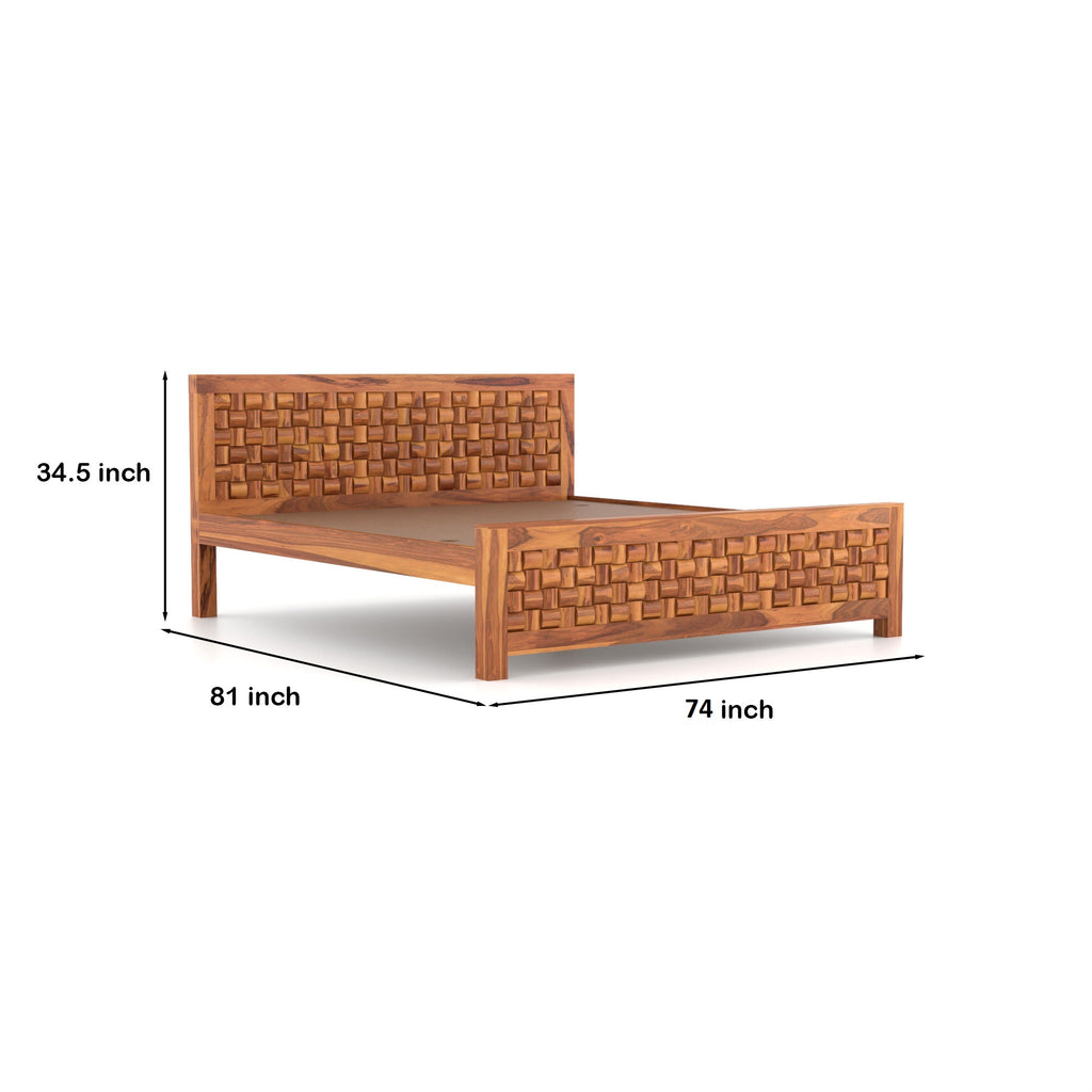 Solid Sheesham Wood King Size Bed Without Storage - 3 Years Warranty