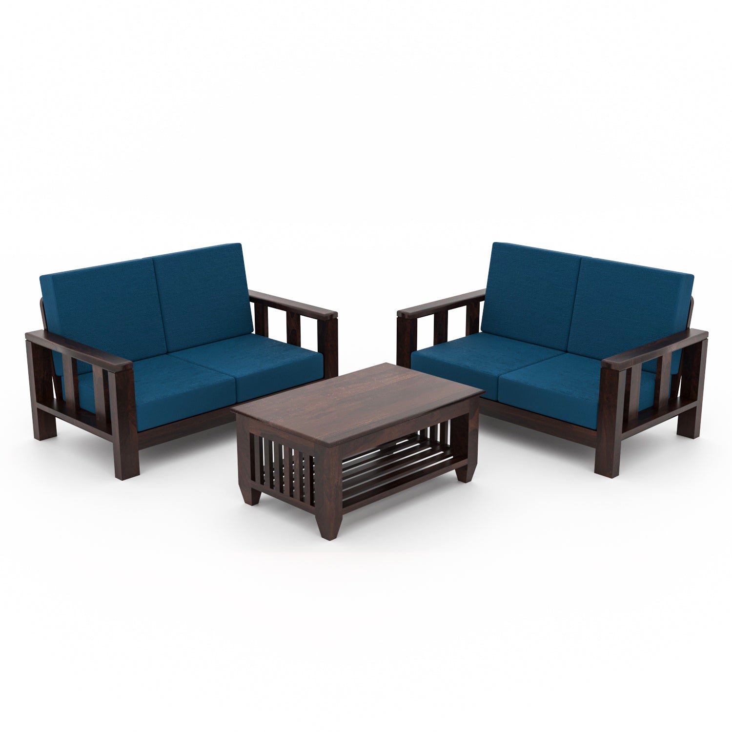 Solid Sheesham Wood 4 Seater Sofa – Walnut Finish