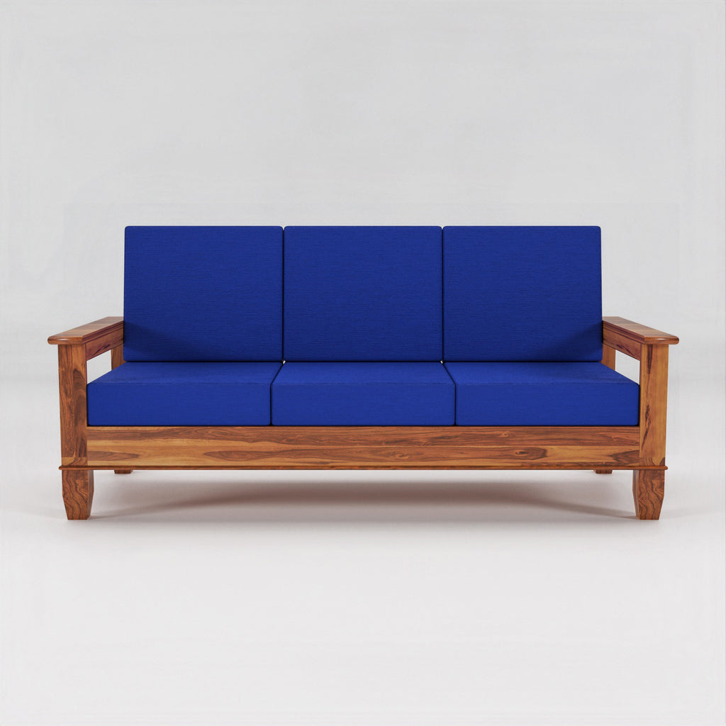 Solid Sheesham Wood 3 Seater Sofa  For Livingroom– NaturalFinish