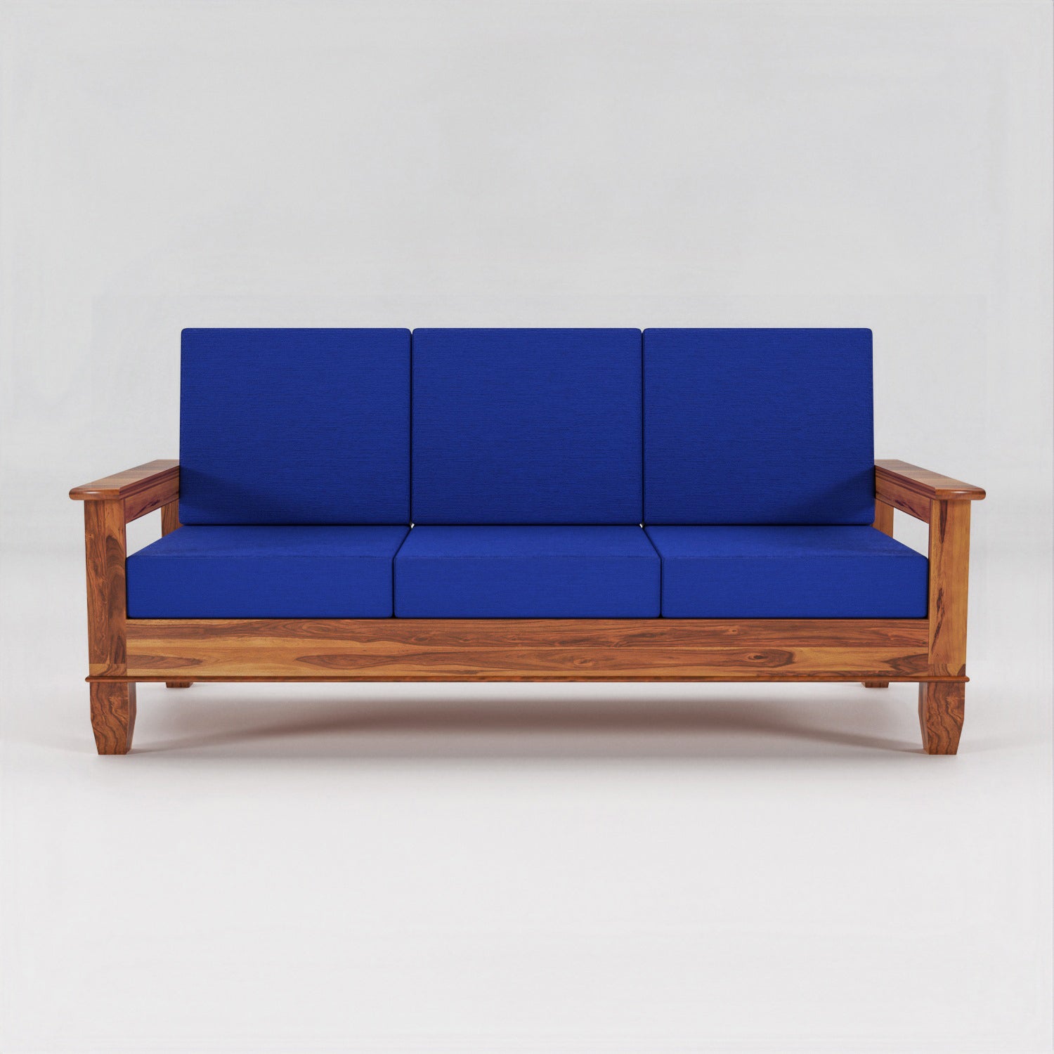 Solid Sheesham Wood 3 Seater Sofa  For Livingroom– NaturalFinish
