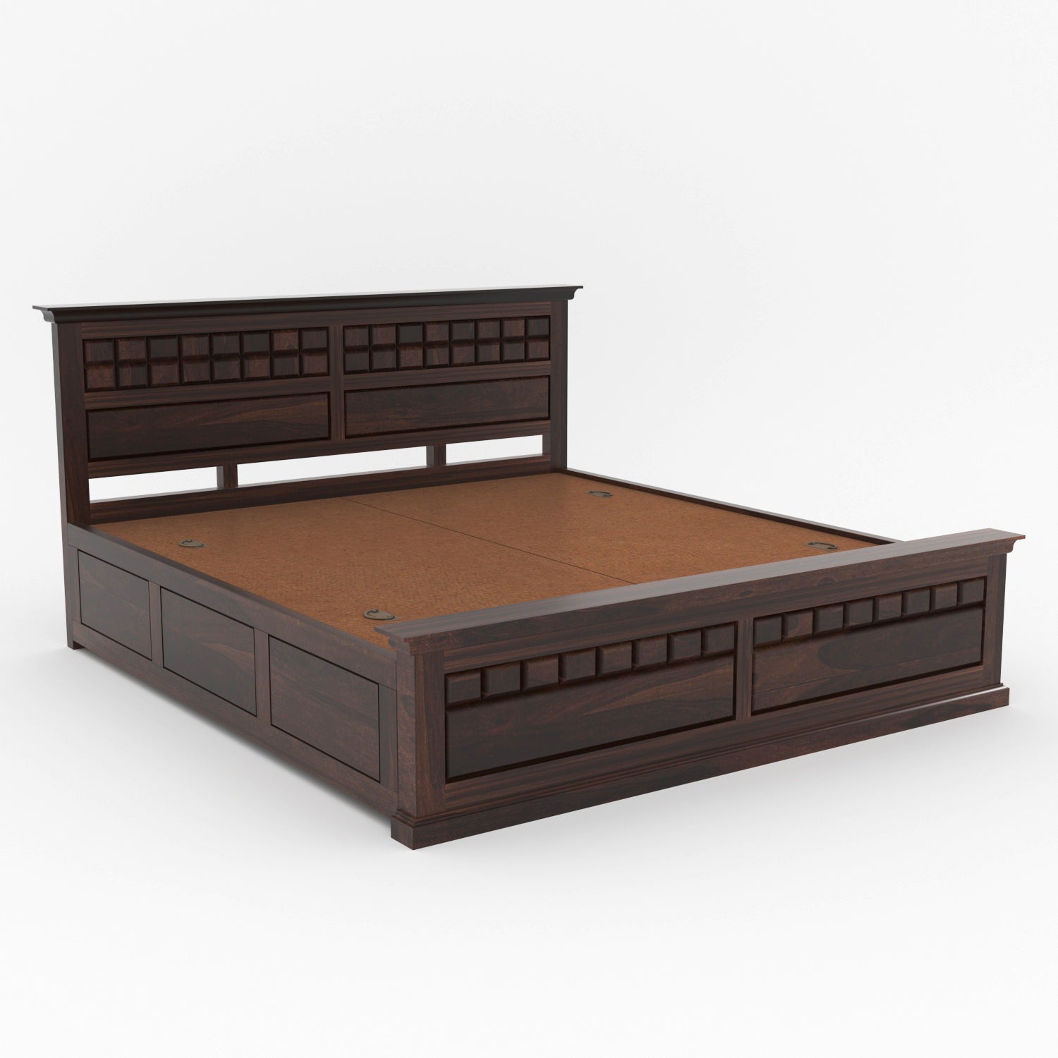 Zoryn Solid Sheesham Wood King Size Bed with Storage
