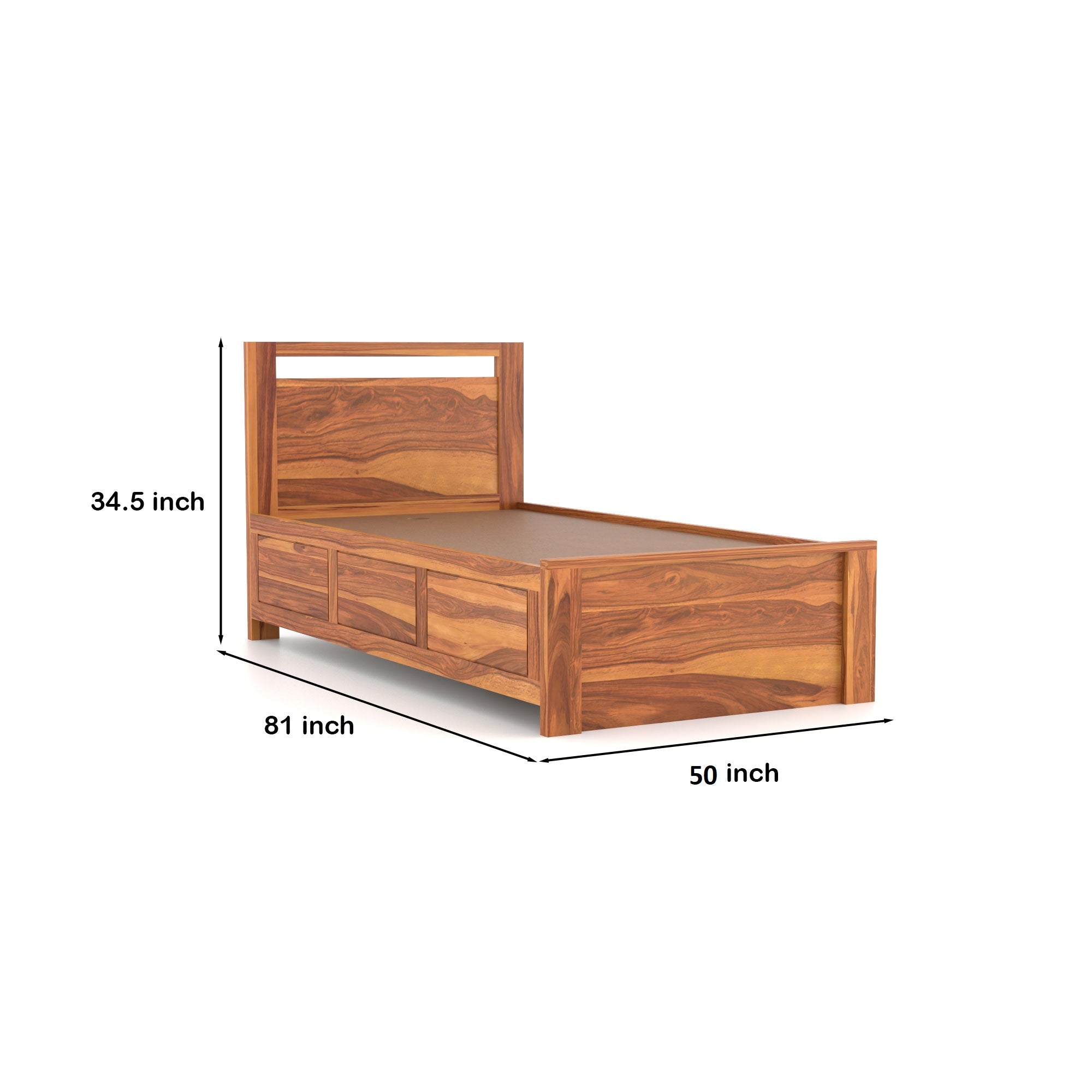 Premium Solid Sheesham Wood Bed with Storage for home - 3 Years Warranty